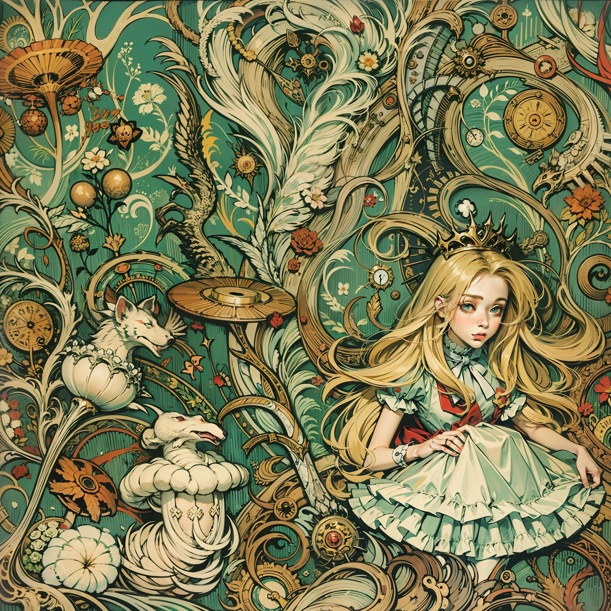 Alice in wonderland Art Nouveau style