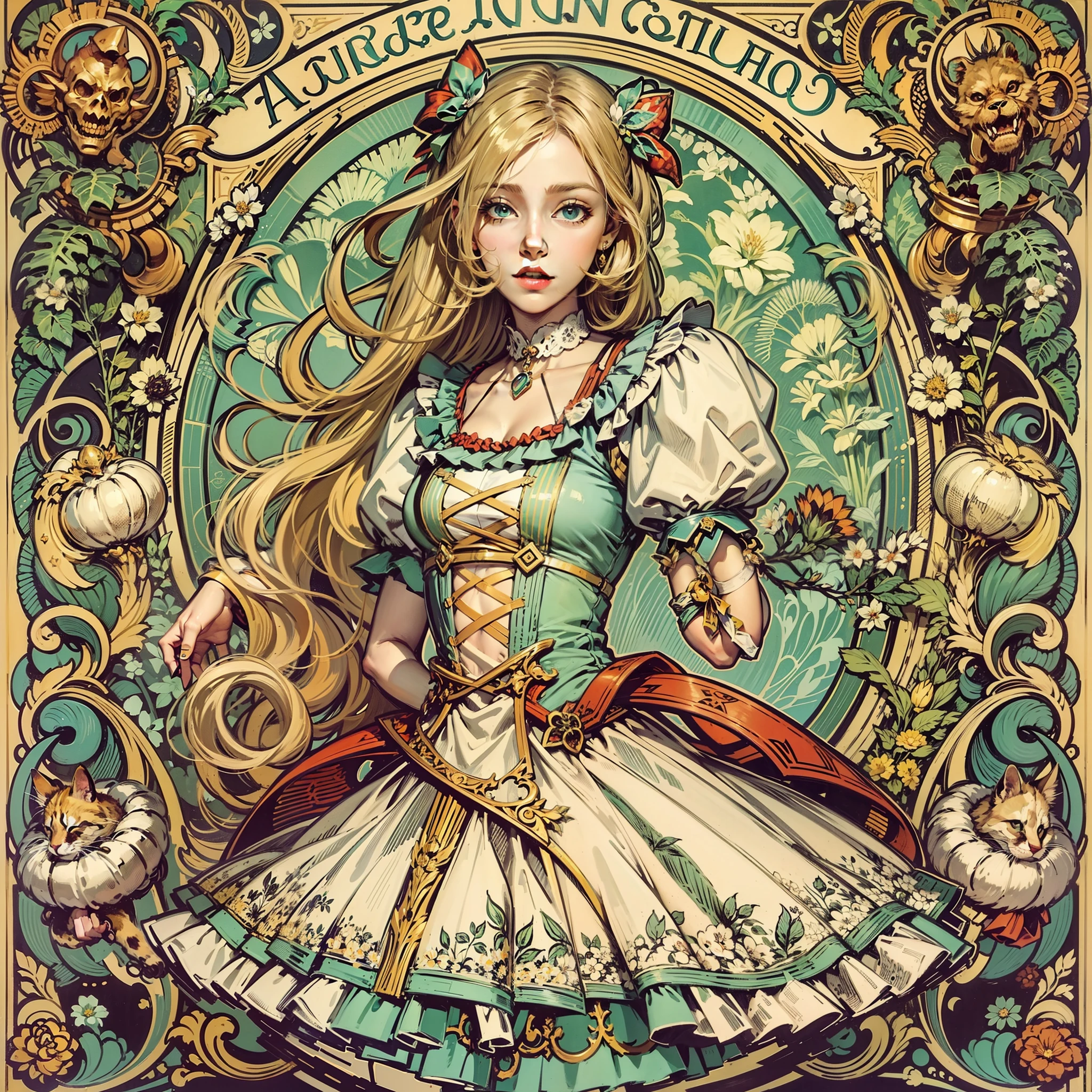 Alice in wonderland Art Nouveau style