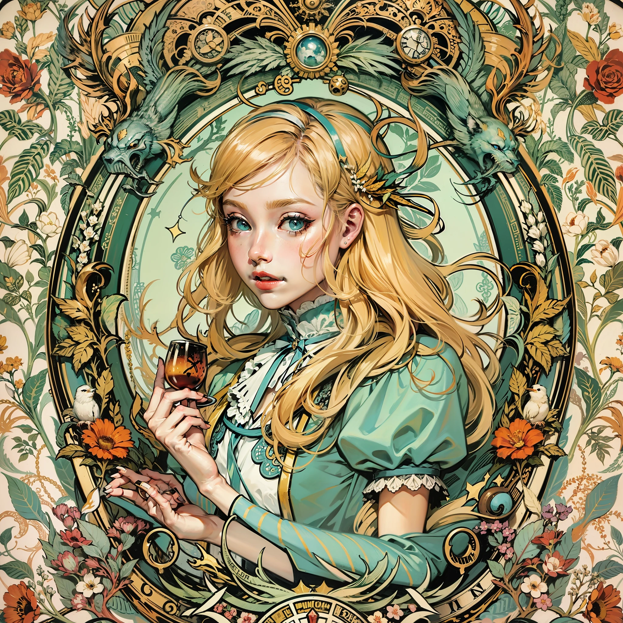 Alice in wonderland Art Nouveau style