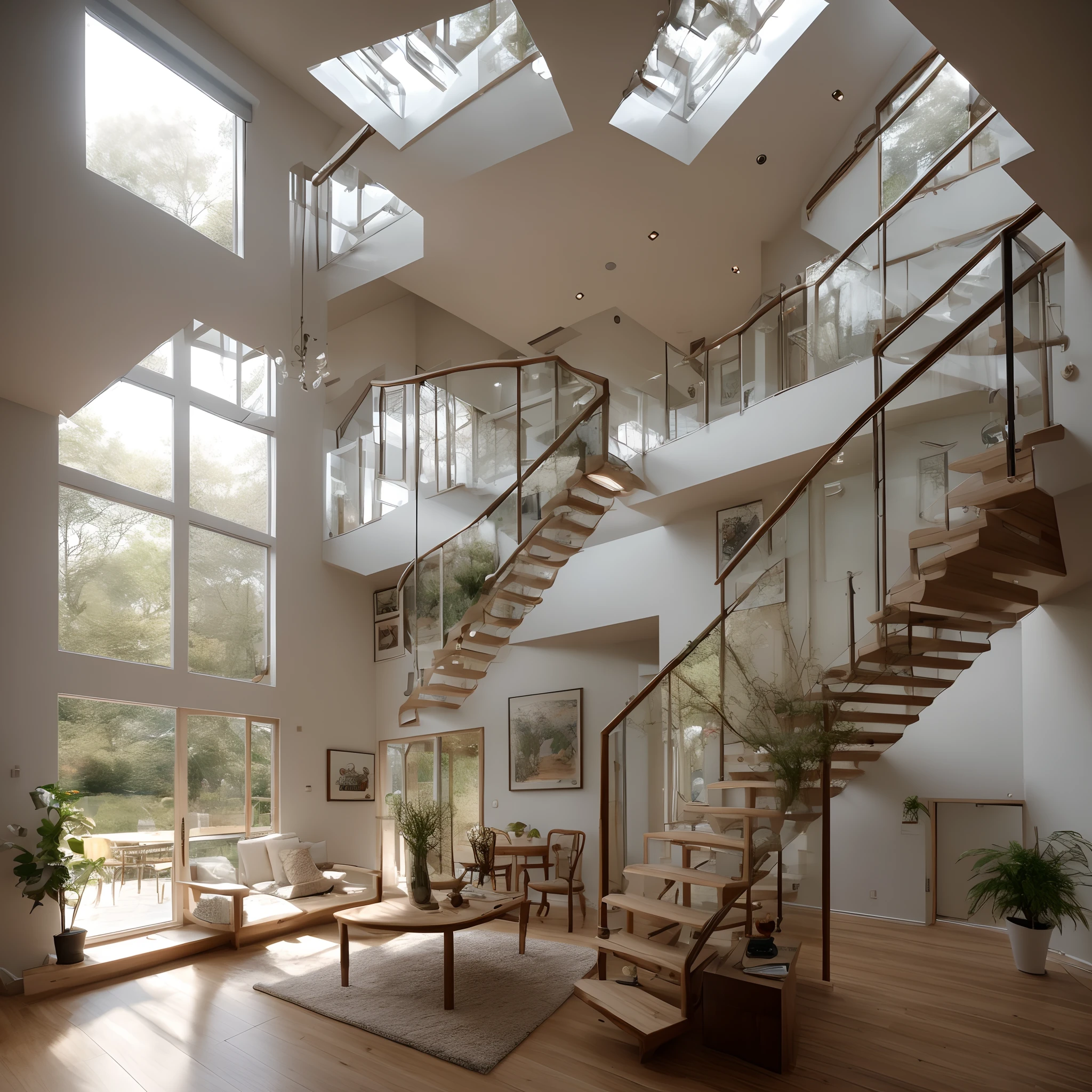 Exciting Large Room Live Action Large Window Bright Sunlight Cutting Edge Hobby Staircase USA