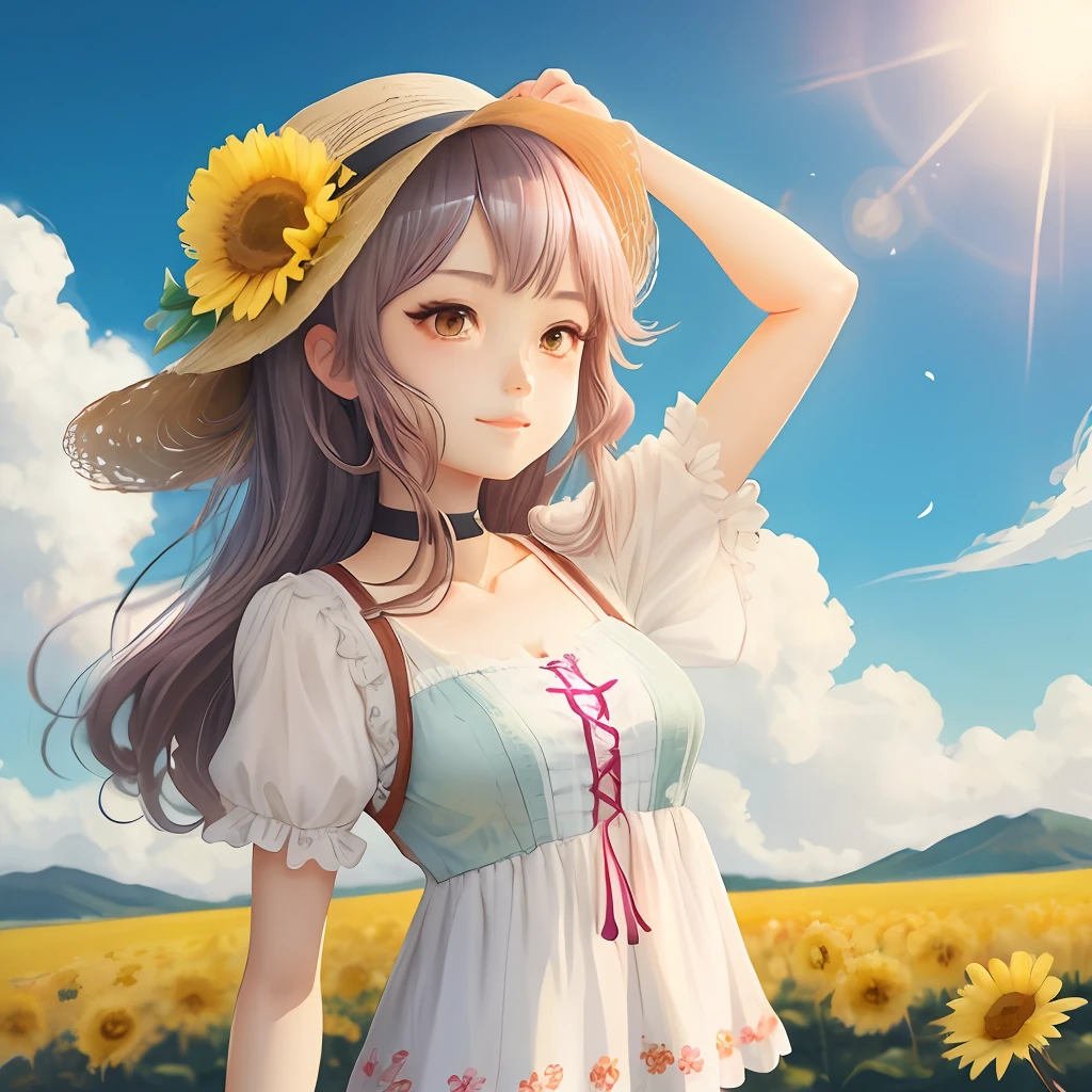 Sunshine flowers girl anime style