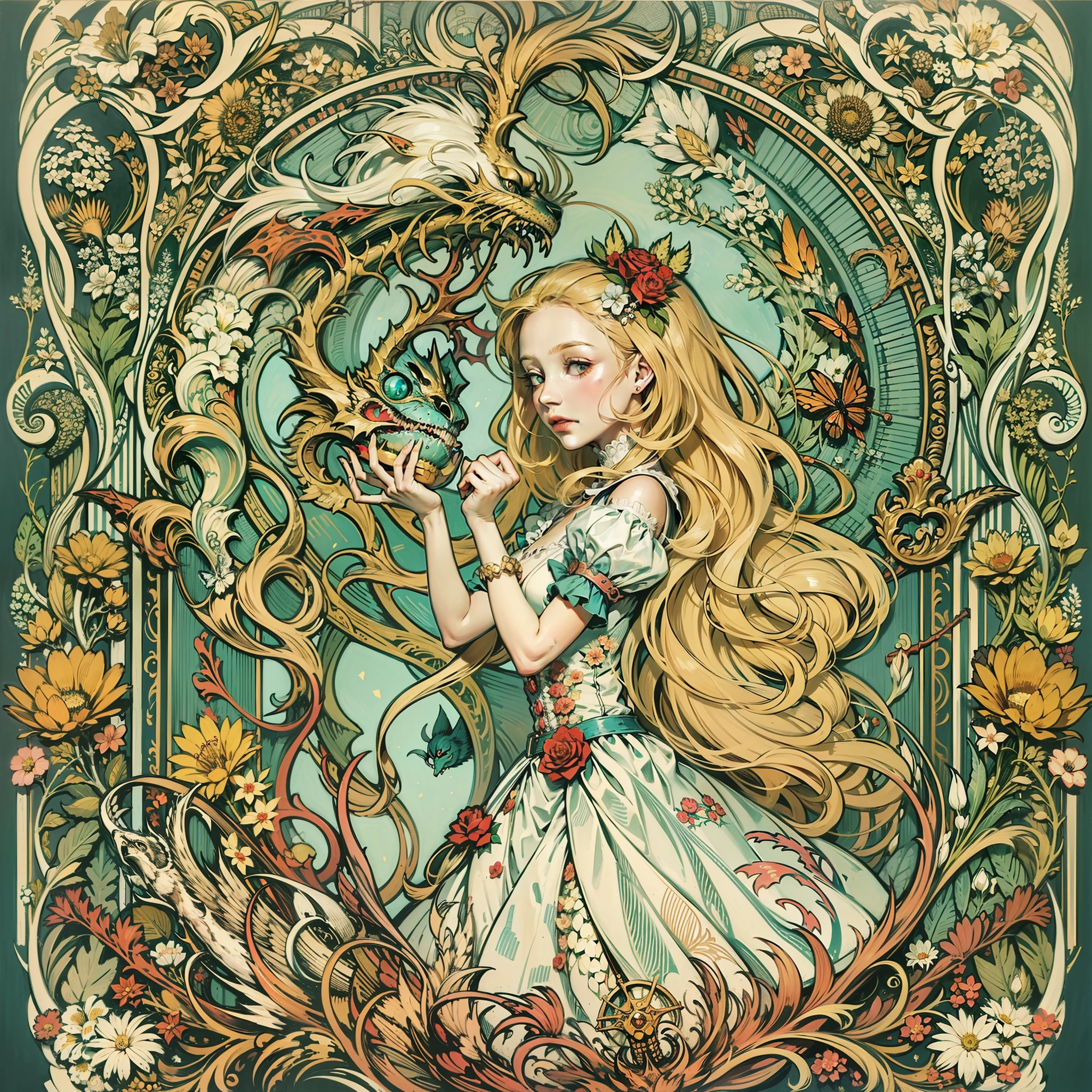 Alice in wonderland Art Nouveau style