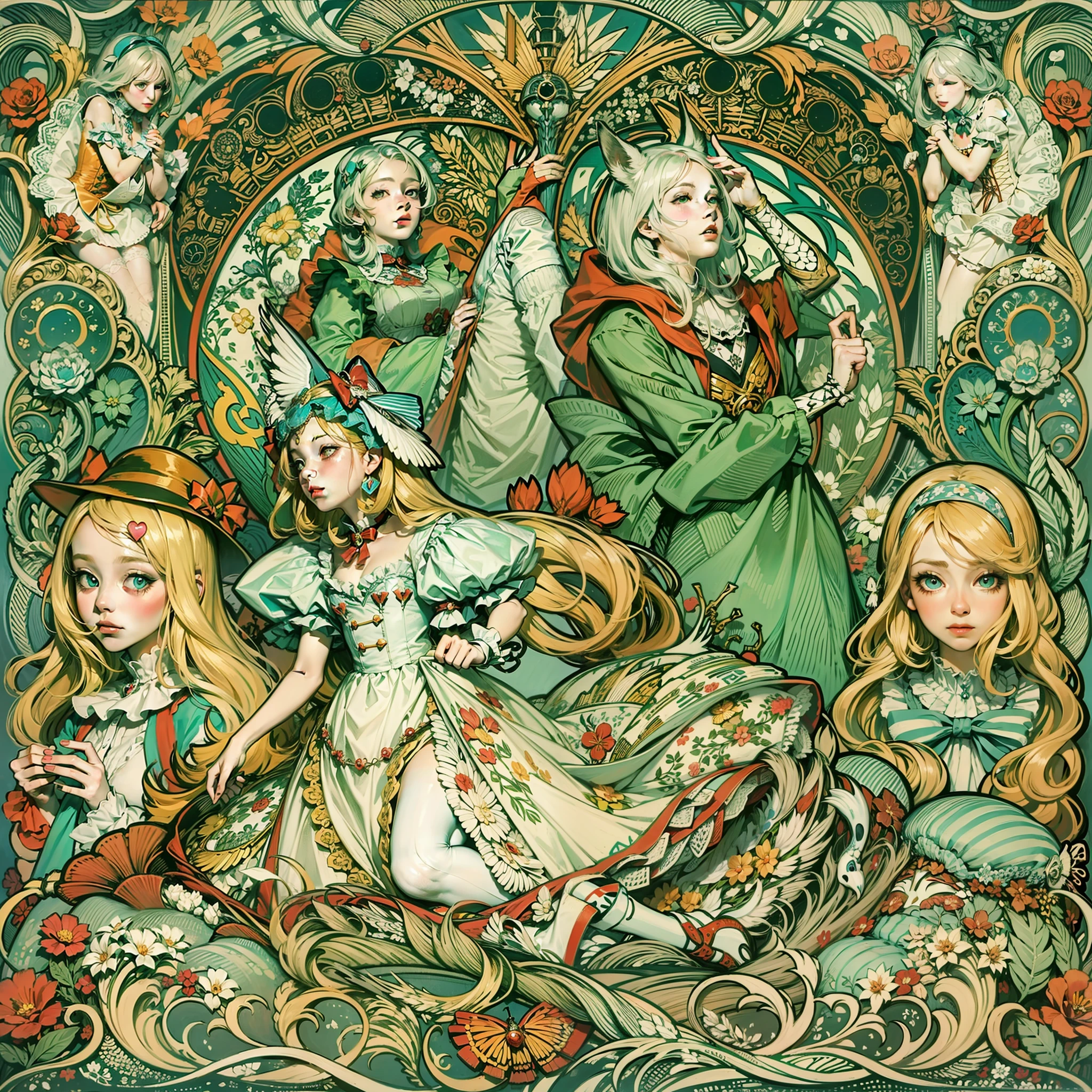Alice in wonderland Art Nouveau style
