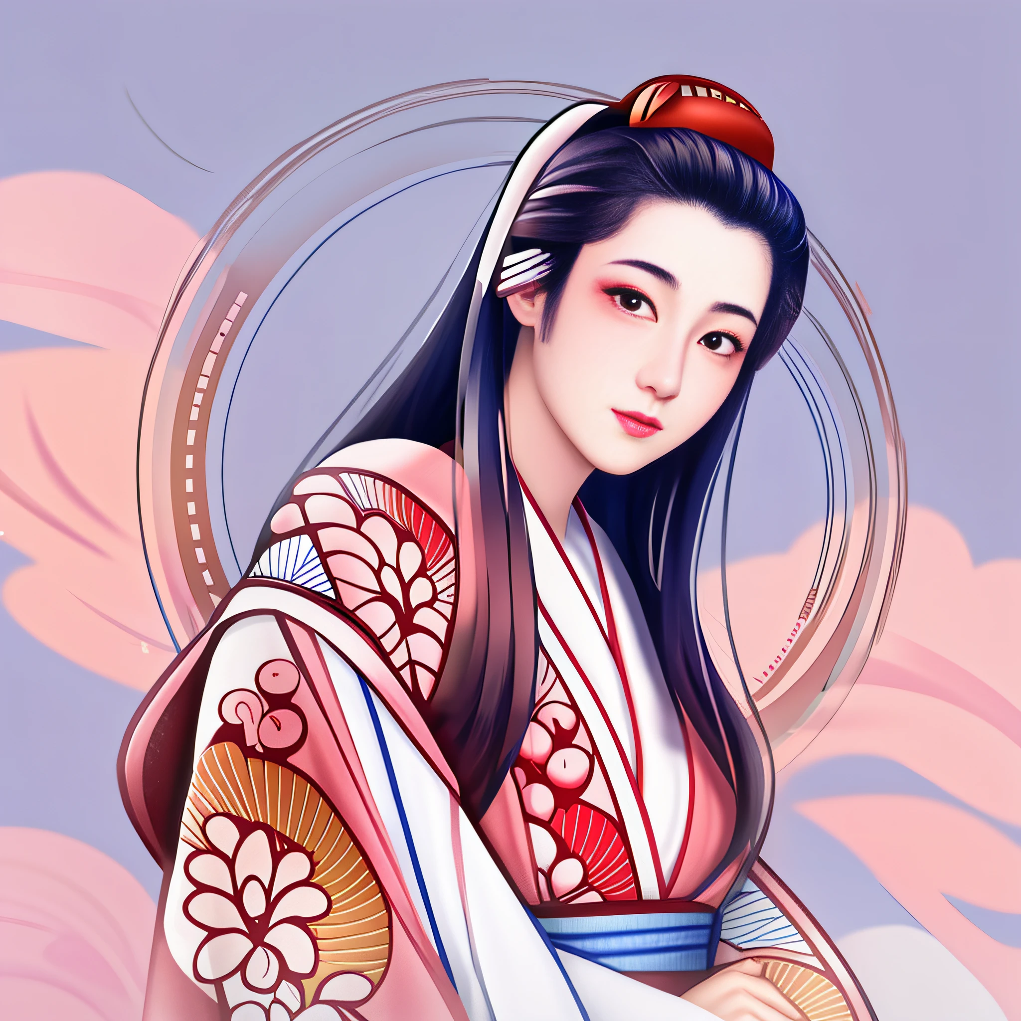 There's a woman in a kimono dress holding a fan, Deusa japonesa, Retrato de uma gueixa bonita, japanese art style, No estilo de arte de Ukiyo - E, Retrato de Mulan, Retrato da gueixa, inspired by Itō Shinsui, mulher japonesa elegante, Retrato de Onmyoji, female geisha girl.
