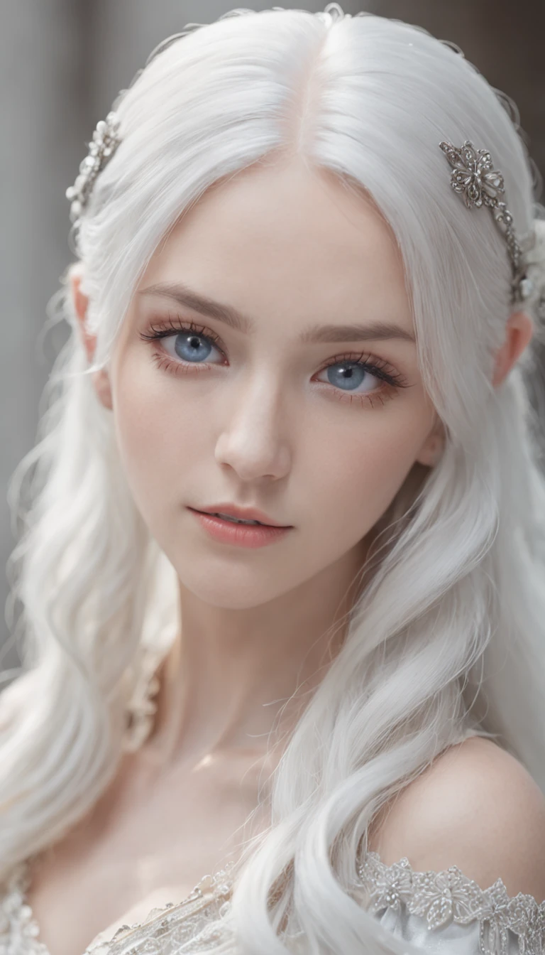 1girl, best quality, priest, stole, white hair, blue eyes