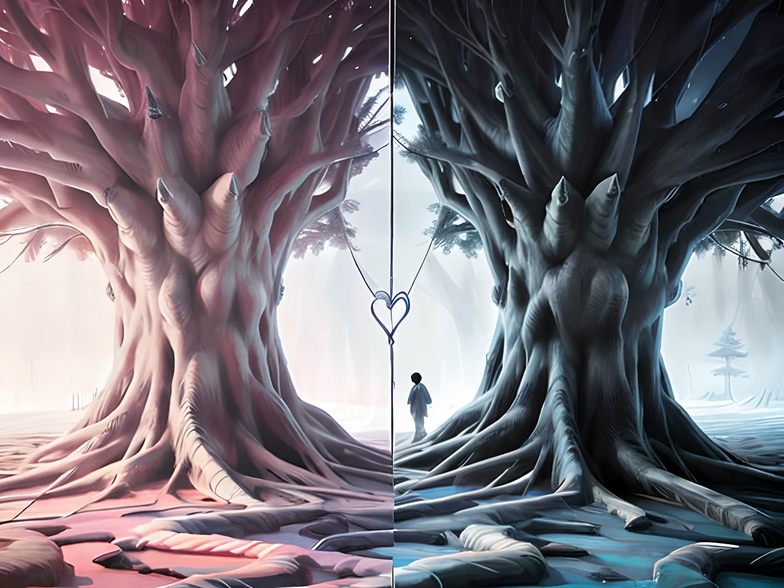 two intertwined hands forming a tree