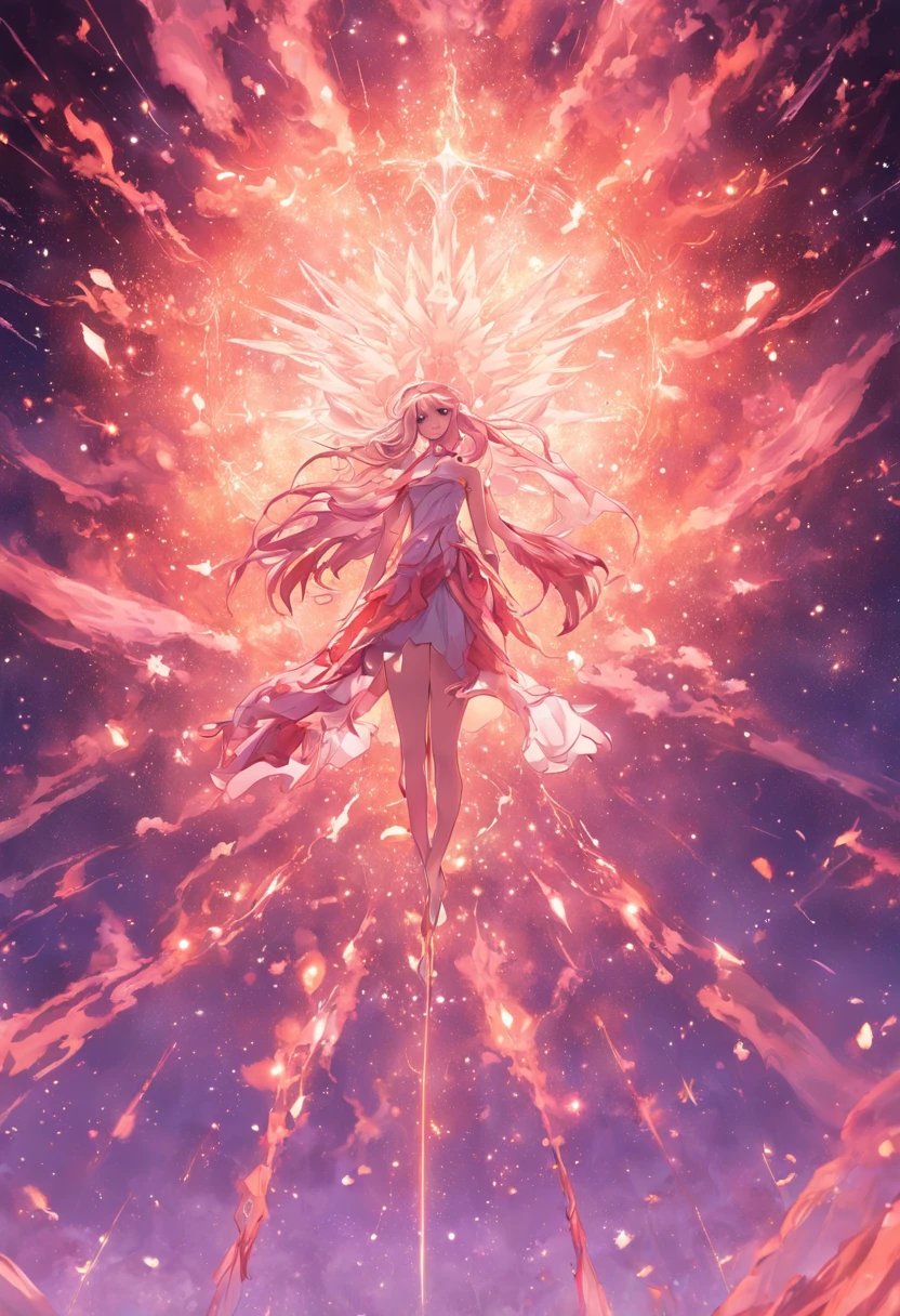 Scene of the appearance of an angel from an unimaginably spectacular glowing cloud、Fractal Nebula Thread、cosmic entity、Um ser celestial、kosmos、Vibrant and vivid、Whirlpool、Revolutions、Unreal、highly contrast、symbiosis、magia、Mystical、Mystical、surrealistic、Hypersaturated、colourfull
