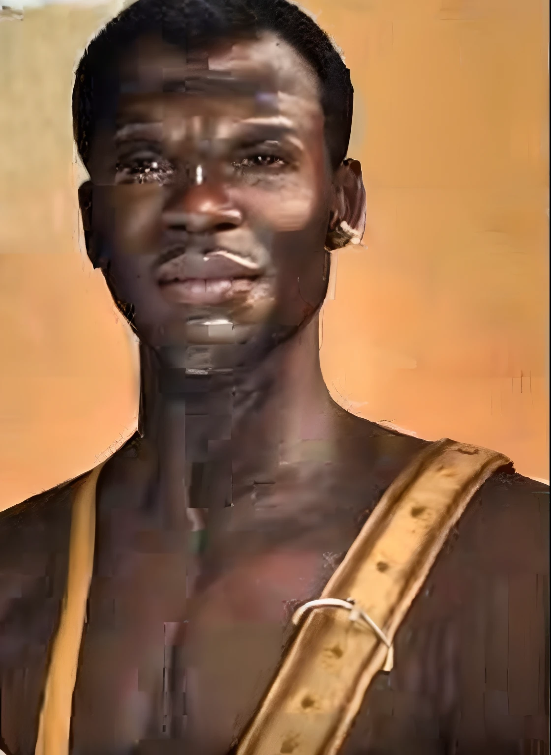 African boy in slum.thin figure,Emaciated figure,A little bit of abdominal muscle contouring,skin glow, , penills,Manple,African tribes,beach background,people coming and going.