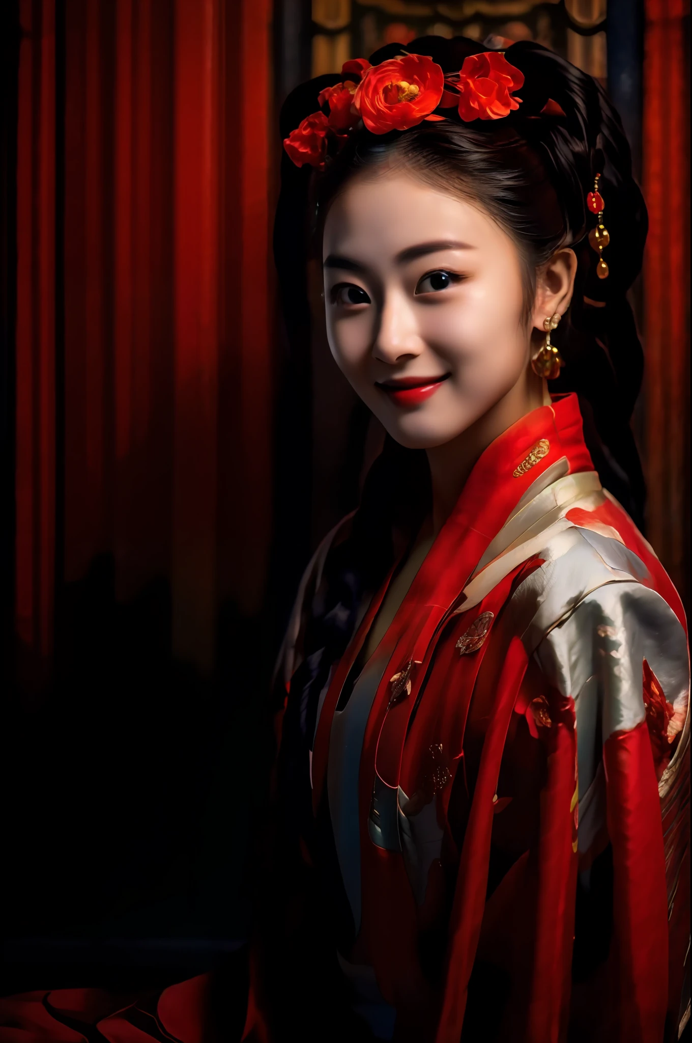 masterpiece,(best quality:1.3),ultra high res,raw photo,detailed skin,beautiful lighting,(realistic, photo-realistic:1.4),
1girl,guofeng,full body,(Smile:1.3),