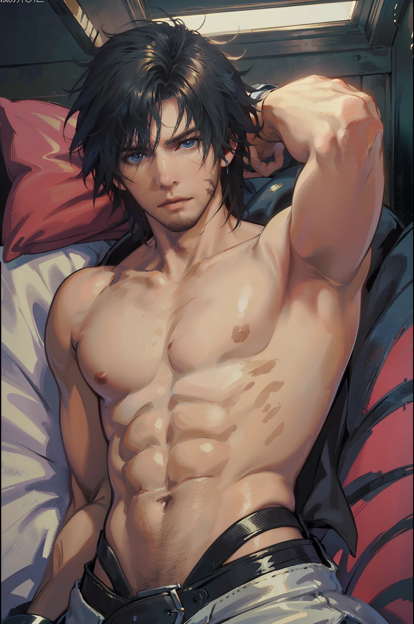 Final Fantasy, clive rosfield, abs, badass pose, Chico de anime en una cama con las manos en la cabeza, Hermosa pose de anime, Anime hombre guapo, Personaje masculino de anime, Badass Anime 8K, Arte detallado del personaje de anime, Concepto de anime HDR Anime WLOP, Chico anime, Anime CG arte suave, Fondo de pantalla de manga 4 k, inspirado Tetsuya Nomura, por Wallaper de anime
Preparando