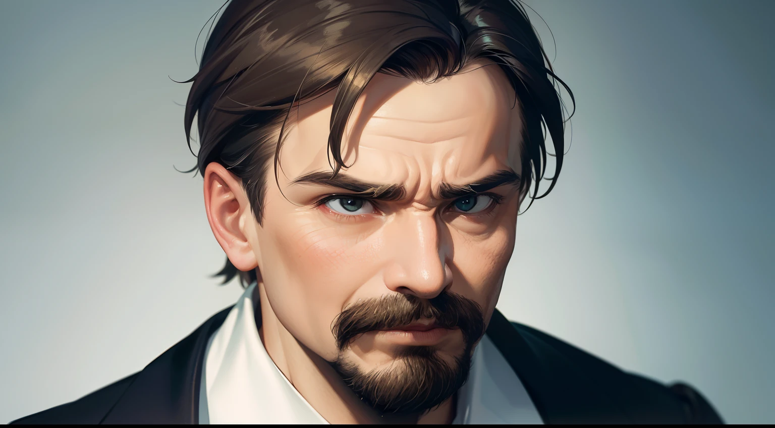 Friedrich Nietzsche, melhor qualidade, altamente detalhado, Realistic portrait, cores vibrantes, Confident and Determined Expression