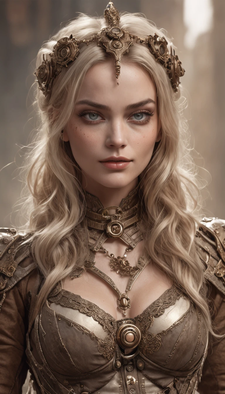 margot robbie as beautiful stunning steampunk woman, (full body), ultra-detailed eyes, ultra-detailed body, nice perfect face with smooth skinice, stunning female body, ((ultra-detailed hands)), masterpiece concept fantasy art, trending on Artstation, hyper-detailed, digital art, unreal engine, 32k, ultra HD, image centered, artwork by Luis Royo and artgerm and greg rutkowski and Alphonse Much