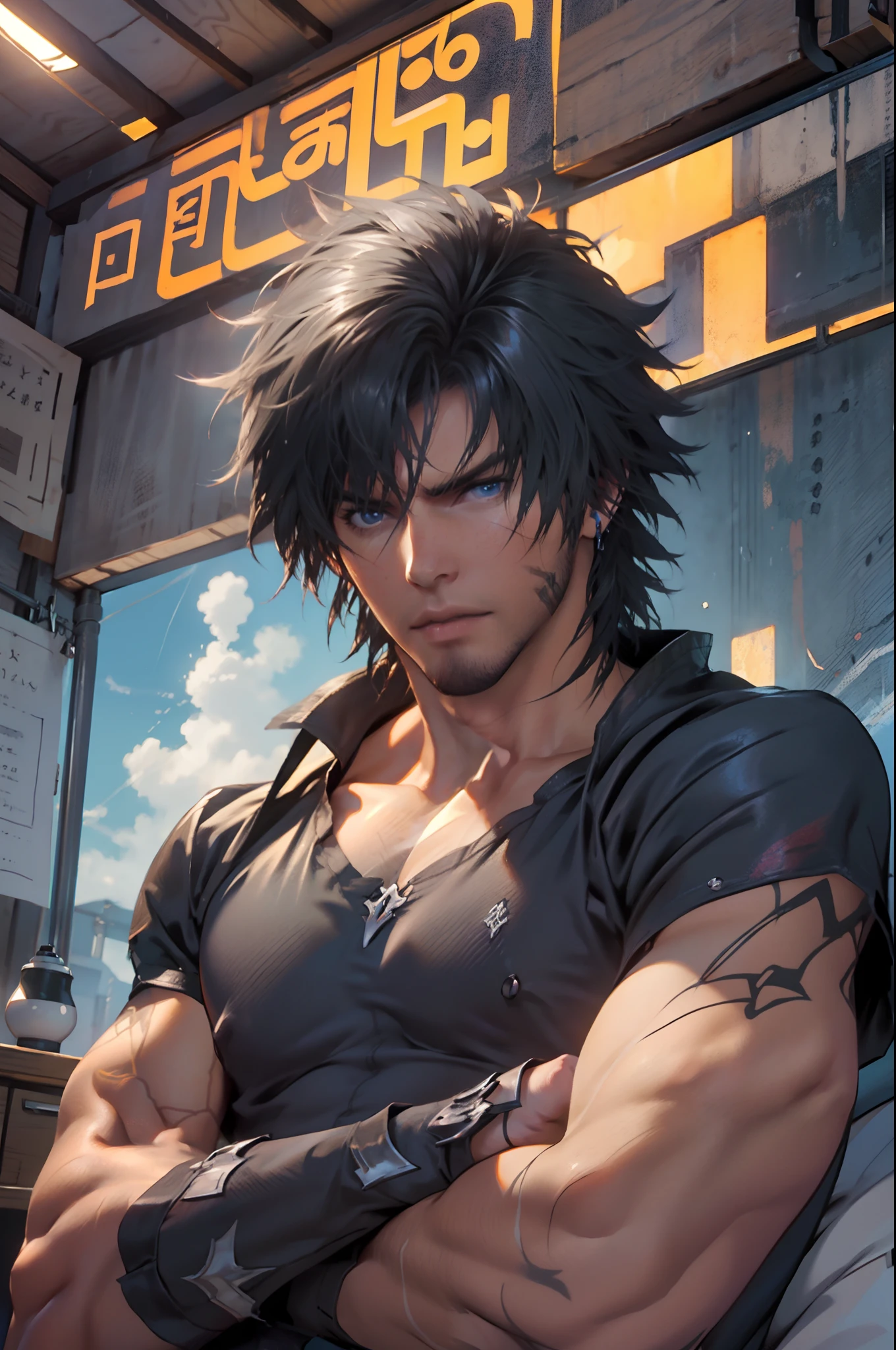 Final Fantasy, clive rosfield, abs, badass pose, Chico de anime en una cama con las manos en la cabeza, Hermosa pose de anime, Anime hombre guapo, Personaje masculino de anime, Badass Anime 8K, Arte detallado del personaje de anime, Concepto de anime HDR Anime WLOP, Chico anime, Anime CG arte suave, Fondo de pantalla de manga 4 k, inspirado Tetsuya Nomura, por Wallaper de anime