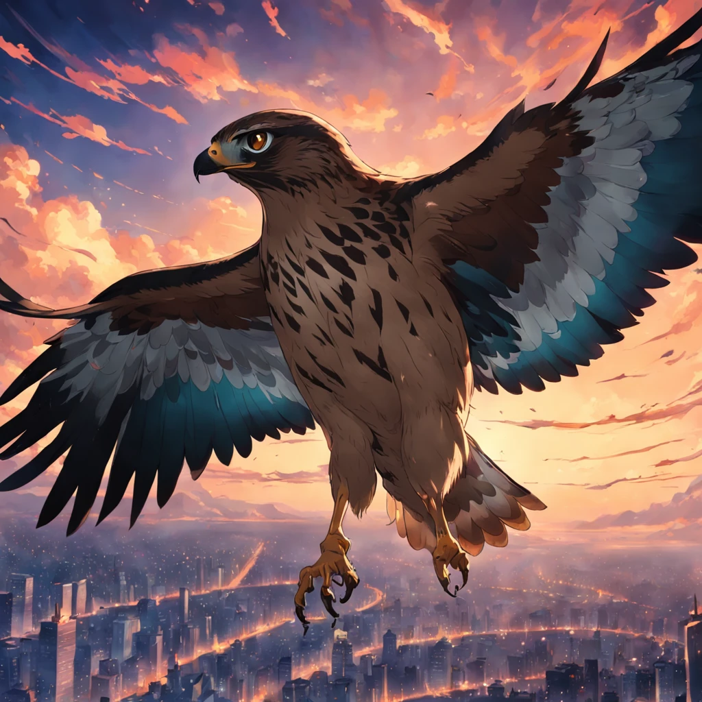 hawk hovering in the air