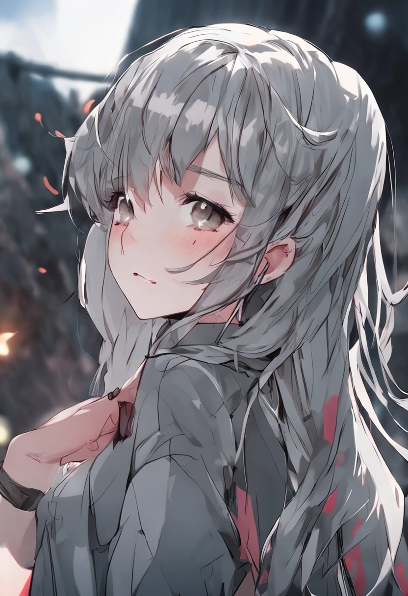 Two-dimensional gray hair girl is