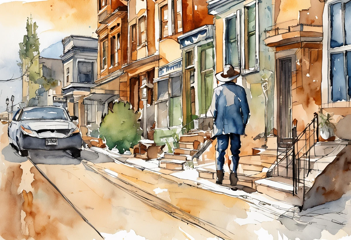 https://s.mj.run/wYG_kDEBVFcgraphic novel illustration, telephoto angle of long street in desert new york city, man looking out window dystopian, apocalyptic