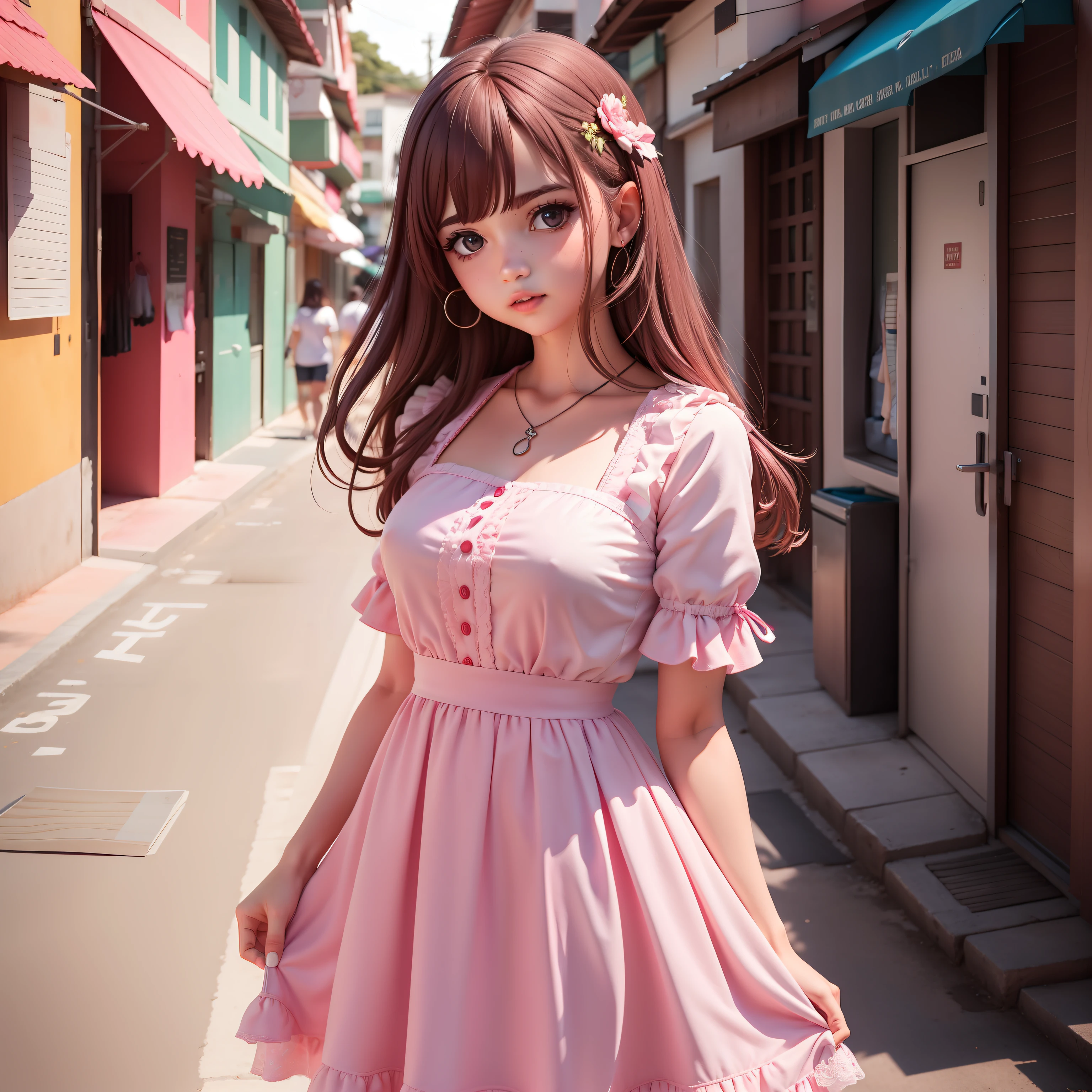 Crie uma menina fofa de vestido rosa