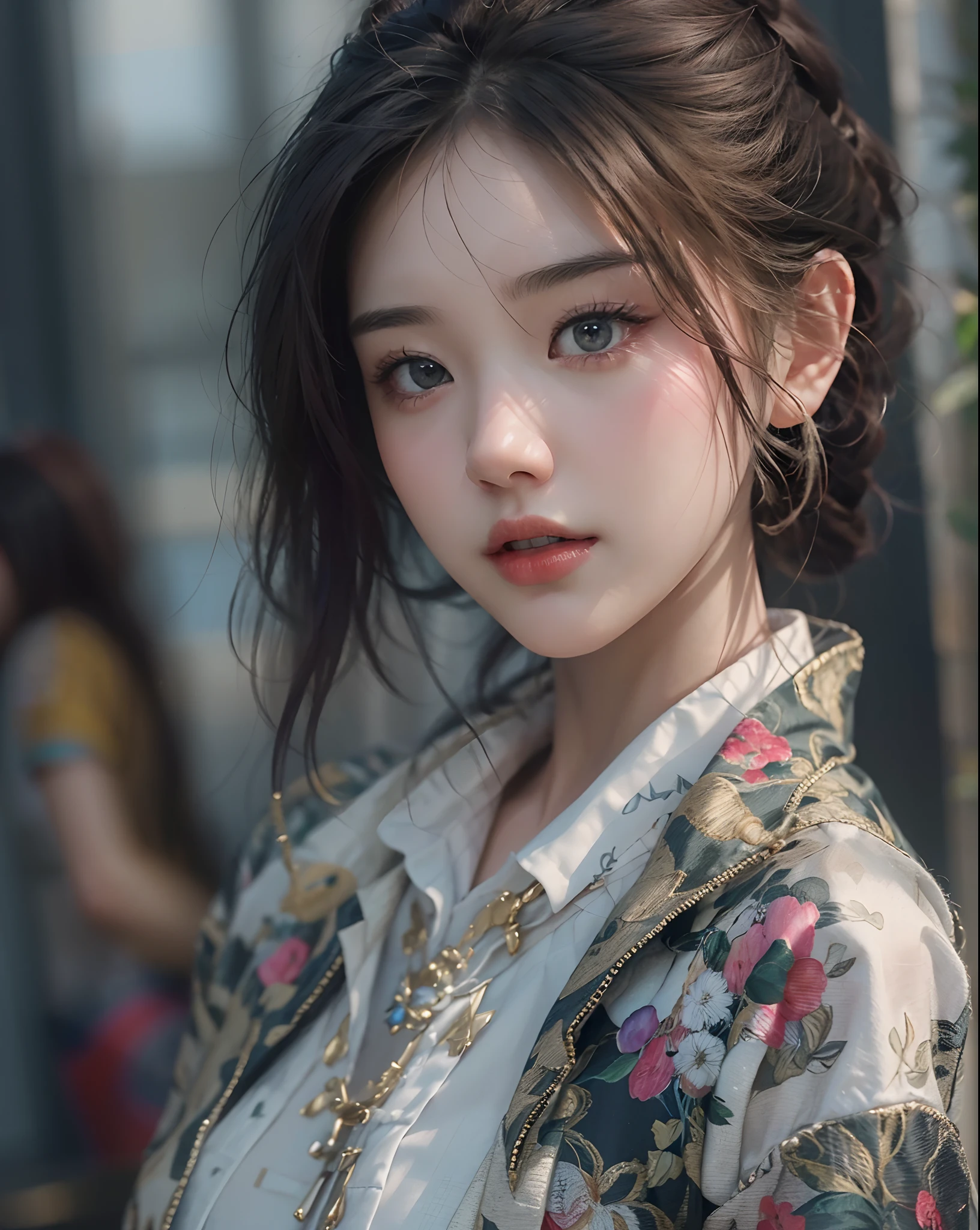 (((one-girl))),(独奏),(Single photo),(Hyper-realistic) , (illustratio), (Increase the resolution), (8K), (RAW photos,best qualtiy),(realisticlying,photograph realistic:1.3),best qualtiy,highly detailed,tmasterpiece,Hyper-detailing,fashionable attire,Fashion women's clothing。