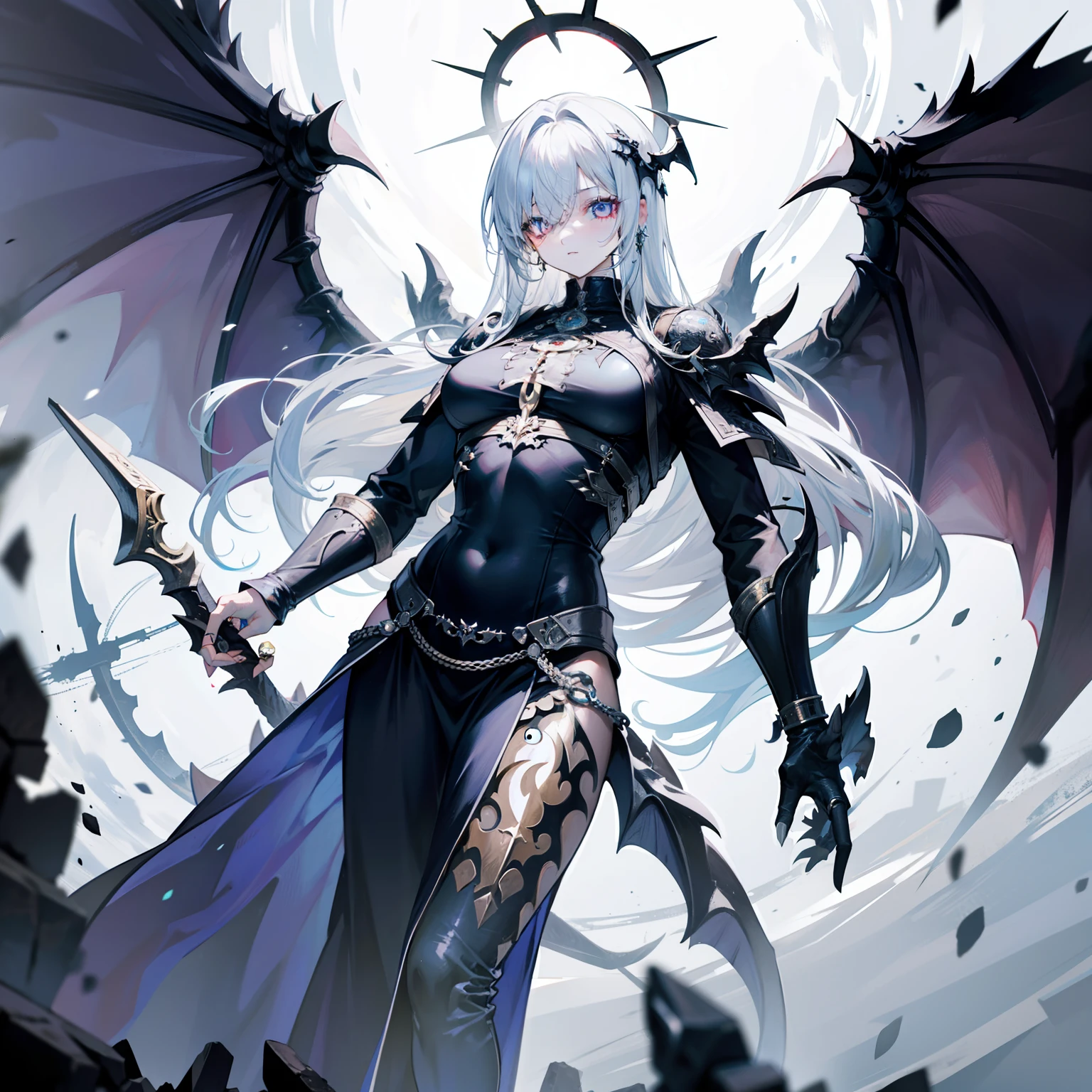 Looks holy looking monster angel,His entire body consists of a huge one-eyed eye,and metal rings around one-eyed eyes,The ring is crawling with eyeballs,Dragons have many wings on the white holy angel
