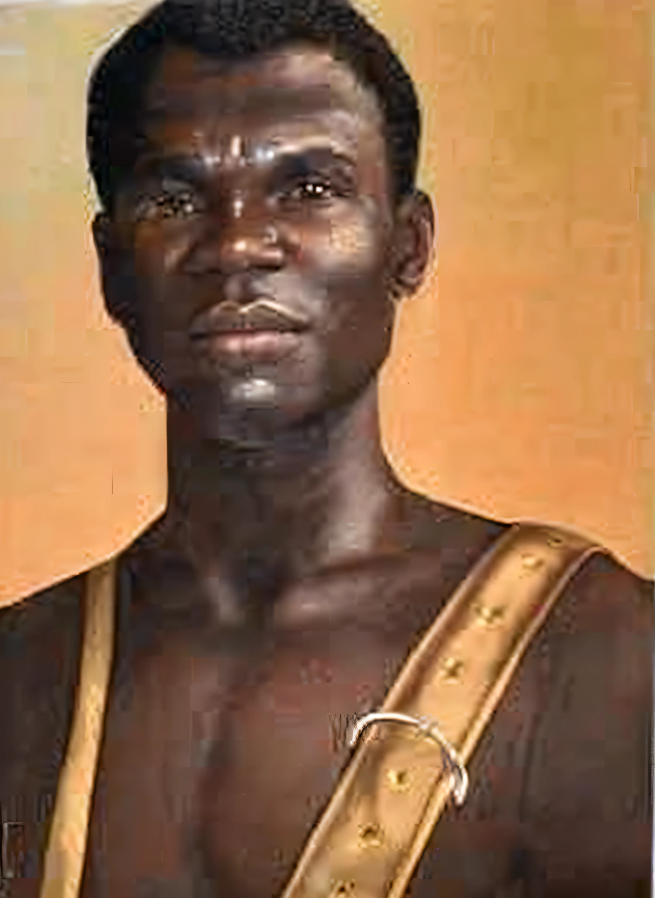 pintura de um homem com uma camisa marrom e um cinto marrom, Homem africano, Directed by: Ben Enwonwu, Directed by: Ernest Zobole, Directed by: Kadir Nelson, mulato, man is with black skin, inspirado em Kadir Nelson, Directed by: Robert Bain, Pintura de Norman Mingo, Arte de Pedro Bell, Directed by: Leonard Long, brown skin man egyptian prince, homem negro