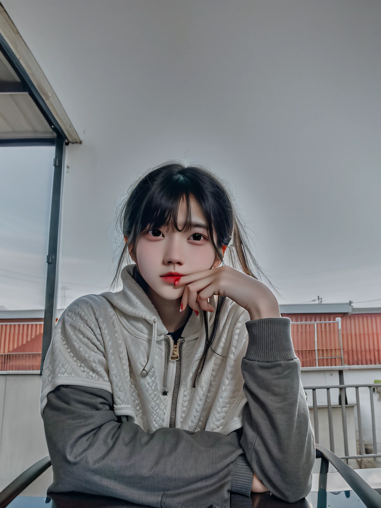 there is a girl sitting at a table drinking from a cup, male ulzzang, kim doyoung, taken with sony alpha 9, inspired by Bian Shoumin, hyung tae, inspired by Xiao Yuncong, jinyoung shin, cai xukun, inspired by Gang Hui-an, xintong chen, hong june hyung, low quality photograph, inspired by jeonseok lee