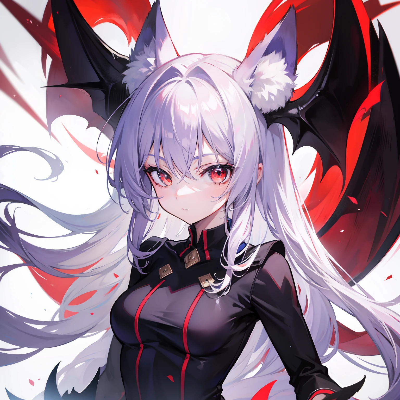 A girl, solo, masterpiece, best quality, gray hair, gray hair, gray hair, red eyes, blackening, darkness, sickle, shadow, villain, sneer, look down, black shadow, sticky black liquid, gloomy, black belly, composure