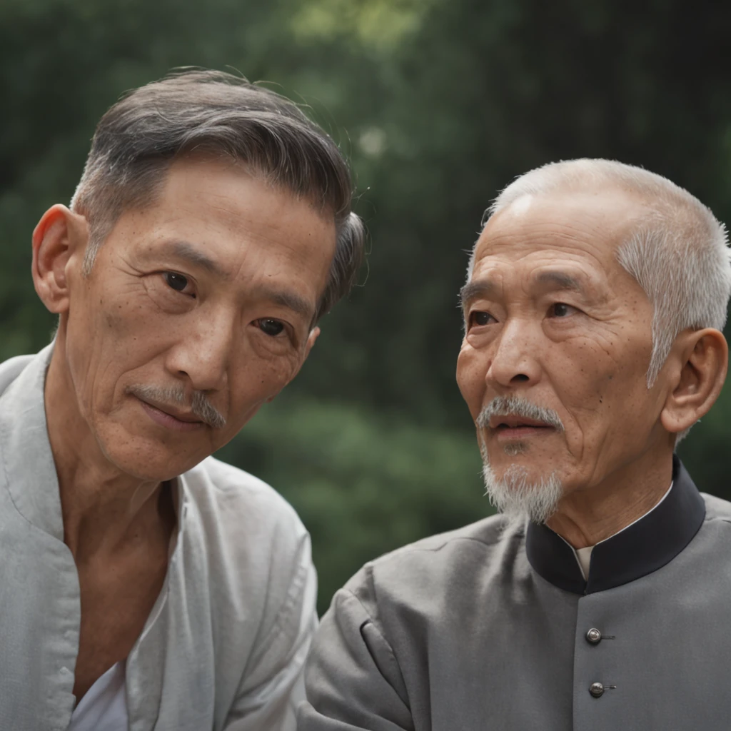 japanes A old man 80years old barechested 2 males penises caress enraptured embracing each other Fat SEX