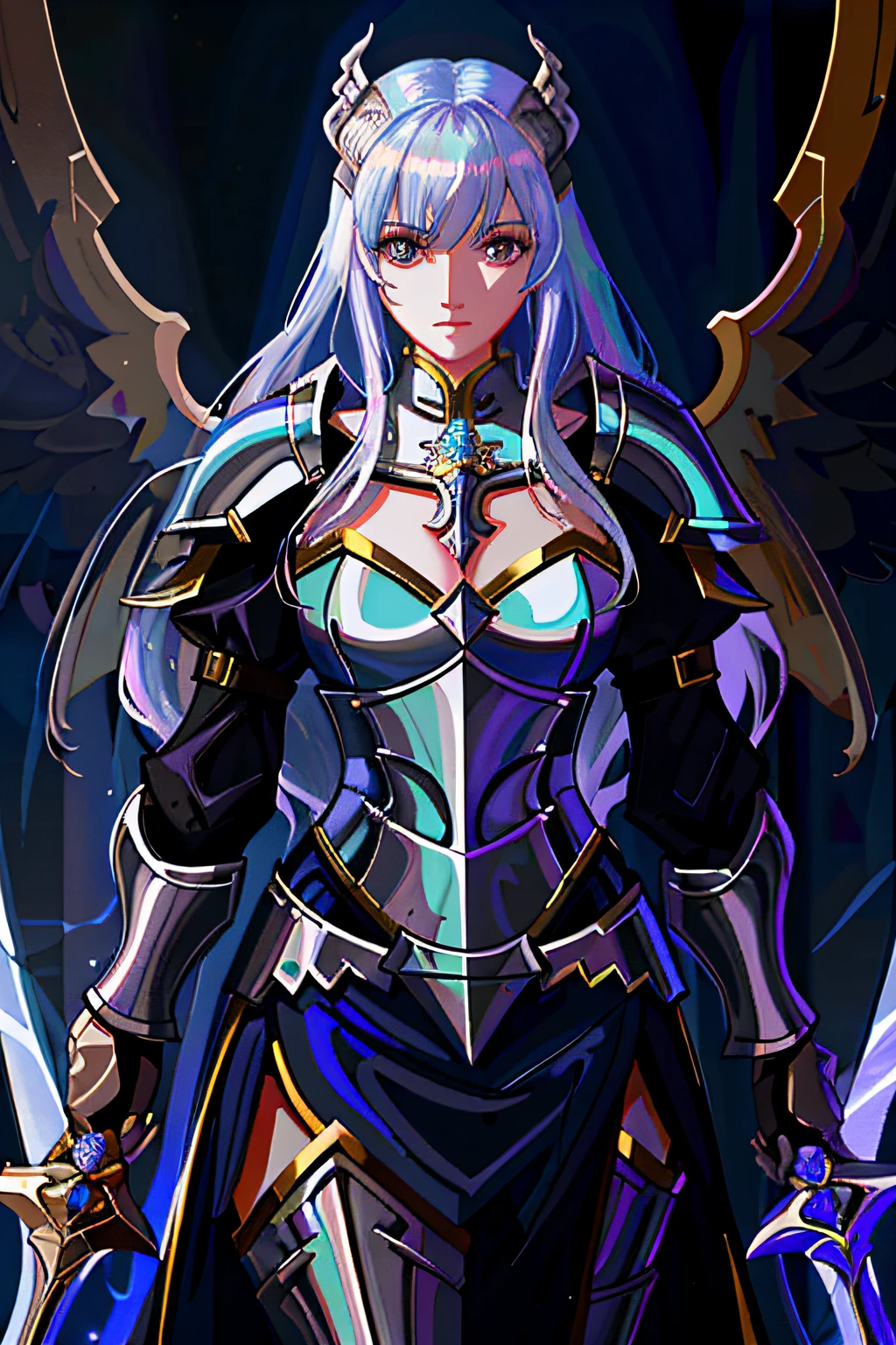 um close up de uma mulher de armadura segurando uma espada, do cavaleiro do anjo, Meninamadura, portrait knights of zodiac girl, retrato cavaleiro feminino, valkyrie style character, gorgeous female paladin, knights of zodiac girl, Retrato do Paladino Feminino, cavaleiro feminino, Ashe, Mechanized Valkyrie girl, fantasia paladin mulher, arte de fantasia digital 2d detalhada, hero character art