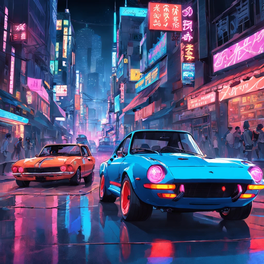 obra-prima, melhor qualidade, filme ainda, a turned car, neon color