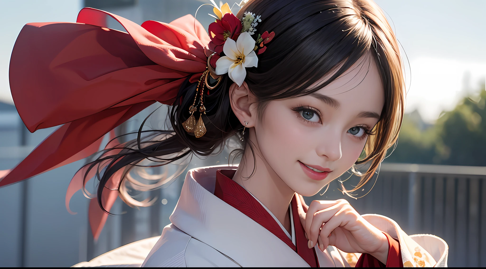 masterpiece, highres, best quality, 1girl solo, kamisato_ayaka, smile, kimono