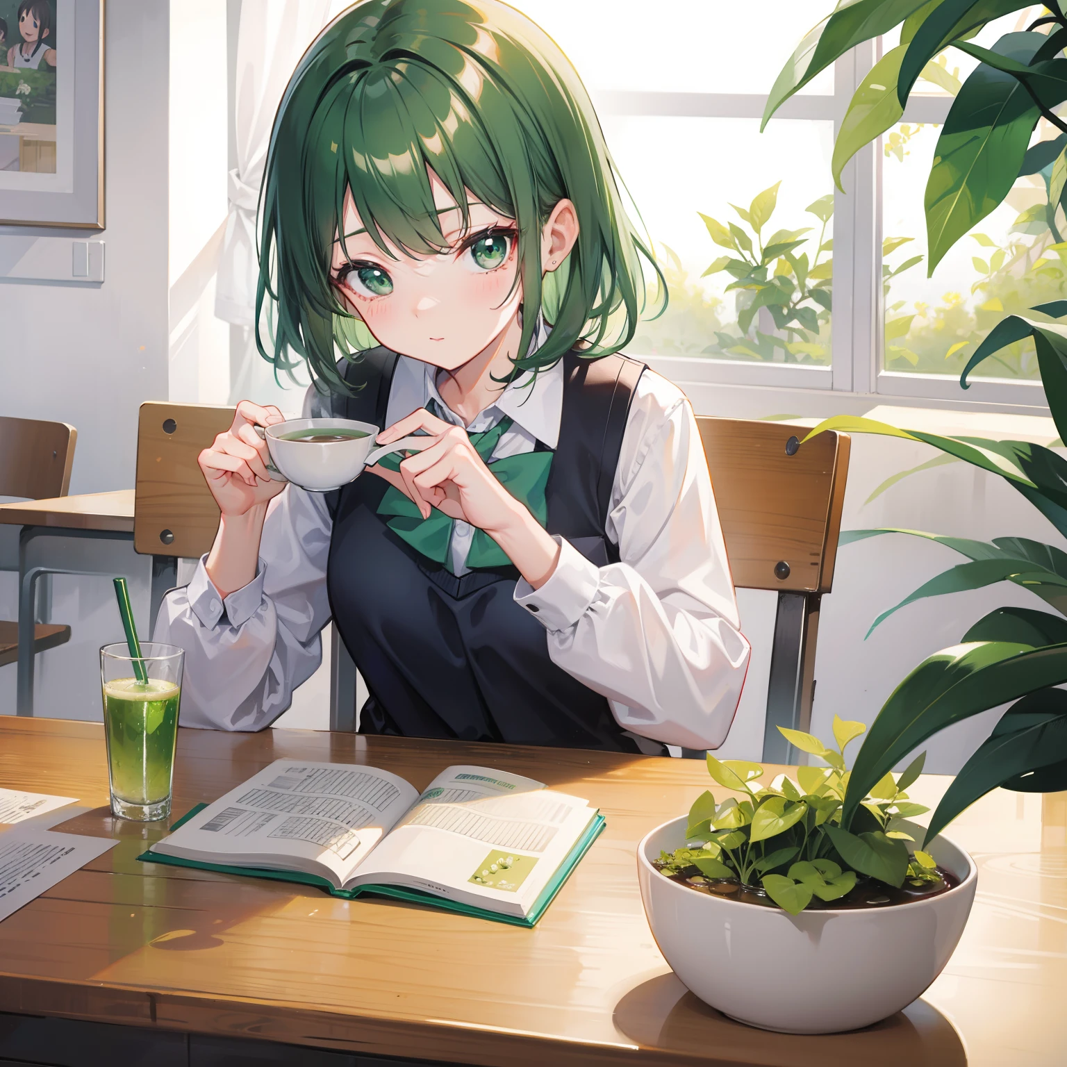 Green tea schoolgirl