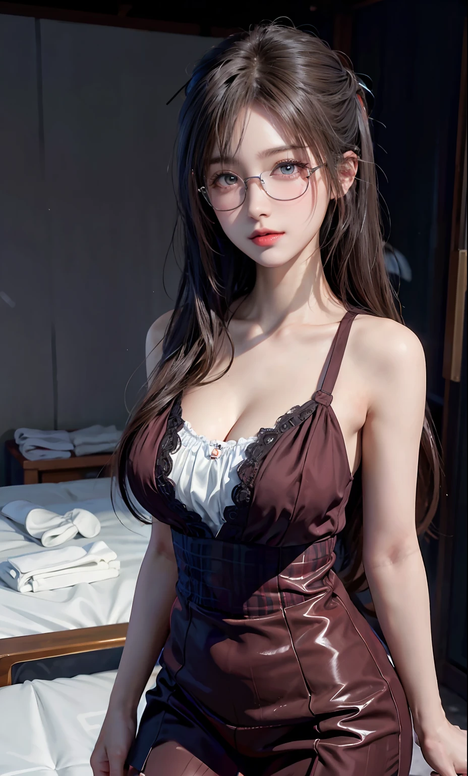 Fine、(The best illustrations)、8k UHD resolution、intricate-detail、top-quality、realisitic、ultra-detailliert、The best lighting、Best Shadows、Soft lighting、Ulutra HD、Ultra-realistic、Tindall Effect、Photorealsitic、(High Detail Skins:1.2)、 (Intricate details, makeup, pureerosface_v1:0.5), (Detailed beautiful delicate face, Detailed beautiful delicate eyes, A perfectly proportioned face, High detailed skin, Detailed skin, best ratio four finger and one thumb, arms below breasts, Tattoo with a red glow under the stomach、Awesome awesome, wide hips, smooth midriff, skiny and thin, __Fashion__, __hair__:1.25)、Digital SLR、 absurderes、(masutepiece: 1.3), (max resolution: 1.2), (Ultra HDTV: 1.2), cinematric light, Detailed eyes and skin, detailed facial features, , (Sharp Focus: 1.2), (Focus on Face:1.2),Perfect Style, Beautiful face, acurate, Anatomically correct, Highly detailed face and skin texture, Detailed eyes, Double eyelids, Thin eyebrows, Glitter Eyeliner: 1 Natural cheeks, Glossy skin, Fair skin: 1.2, (Glossy lips: 1.4),、 (Shy look: 1.2),Highly detailed facial and skin texture, Detailed eyes, Double eyelids, Natural cheeks, , shiny lips: 1.4,Exposed cleavage、1 beautiful devil woman from hell, surreal female portraits by David Hockney and Alphonse Mucha, Portrait of a seductive woman、Fantasy Art, Chinese Doll、Chinese actress、Dungeon、The dragon、Devil's Palace、Devil's Torture Chamber、natta、Dark style 、In the Dark、(Detailed spooky backgrounds:0.8), magia、 1人、Evil Nun、Dark Necromancer、Succubus、Devil's Daughter、Umi Shinonome、Bat Wings,(((Demon Horns)))、 ((((Huge glasses, Otaku Glasses, thick glasses, Round glasses)))),(((Colossal tits)))、(Devil's Tail)、(red eyes glowing:1.6)、red eyes make up very sharp and detailed, The eyes are very well made up, ((Red Eye:1.0)),intricate tattoos, demonic intricate tattoos, thigh tattoos, body tattoos, masterpiece、The most beautiful face、a baby face、Charming smile、plump beautiful red lips、Muscular seductive body、The enchanting body of the devil、devil style、Seductive Black Magic Costume、The long-haired、Braids、Black hair、Ponytail distortion、, Ponytail with a bow tied at the back of the hair, Beautiful expression、Body Up、Large breasts emphasis、Bust, Super tight breasts, Breast augmentation surgery, The breasts are very big and round and round,Toned waist、Wide buttocks、 lowkey, cowboy lens, (Black Phoenix Dress: 1.0), devil crown, Red sparkling gemstone necklace、Jewelry Gwise, wearing black mesh socks,Wear light red、nffsw, nffsw, Meet beautiful girls, Look at the girl's body,