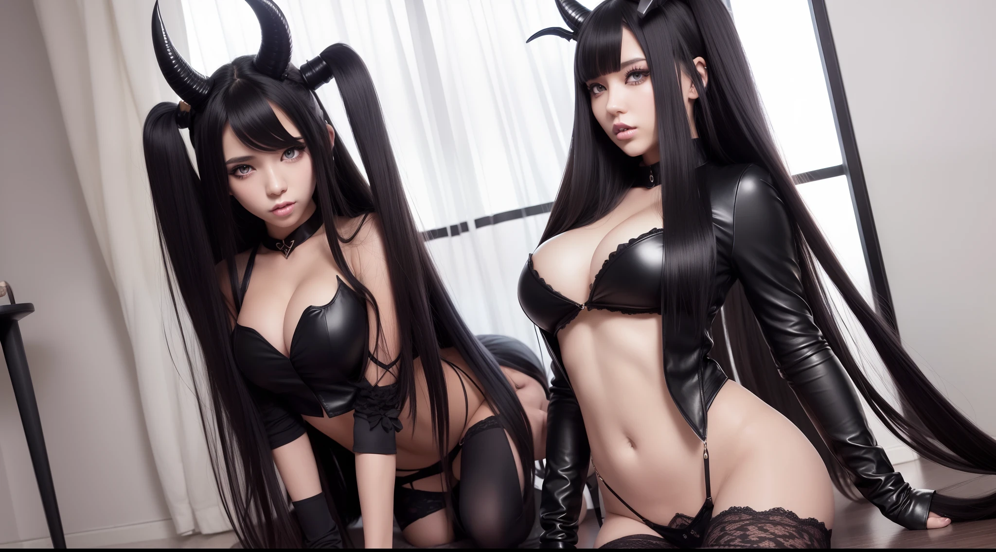 succubi,femele,whaite hair,black-clad,Beautiful face,Beautiful eyes,Black eyes,teens girl,Full body like