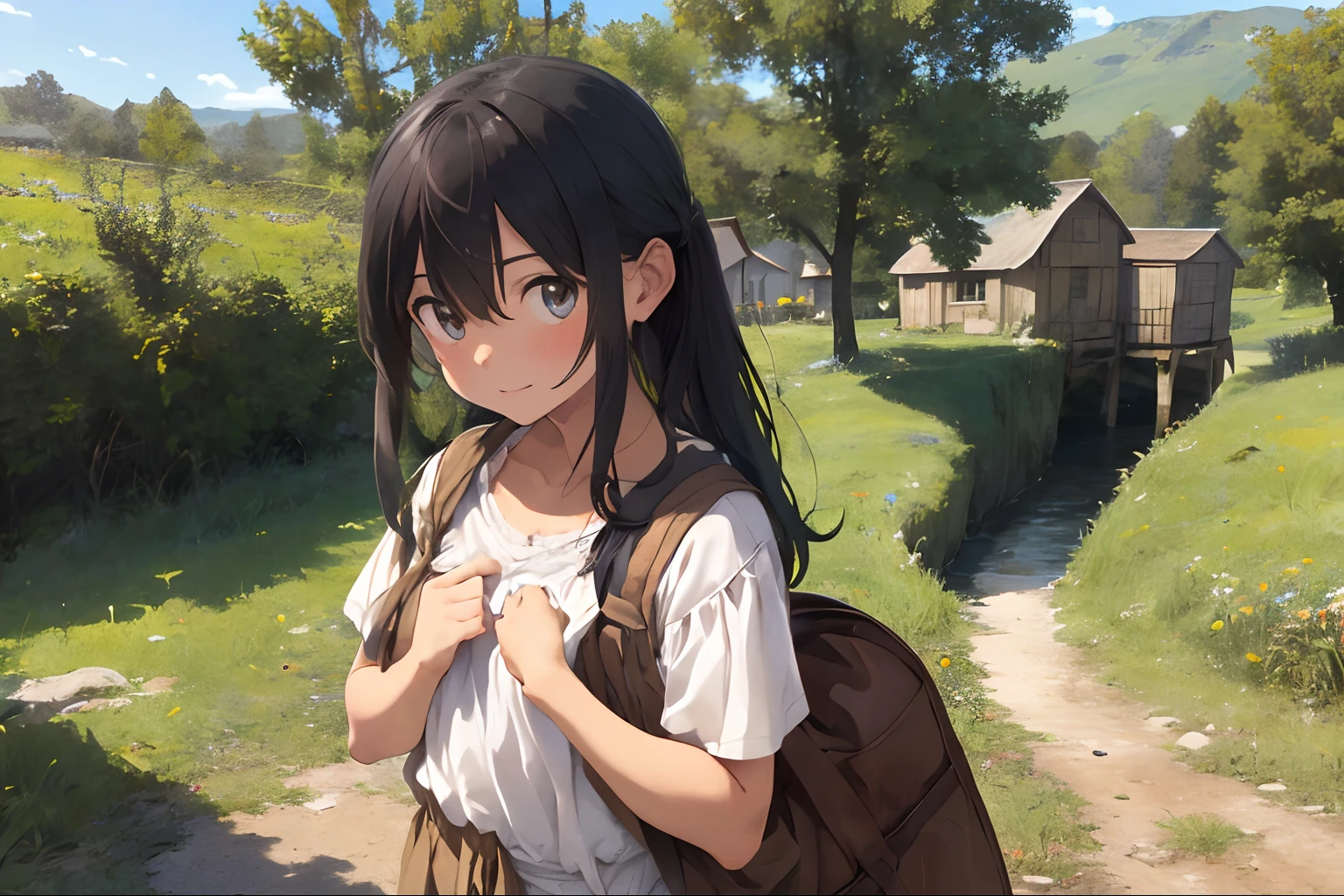 ((6year old girl:1.5)), Girl in 1, boobs loli, Petite girl, Complete anatomy, Whole body, child's body, child, Super Cute, garl, Little girl, Beautiful Girl, beautiful shining body, Bangs,Brown hair,high eyes,(aquamarine eyess), drooping eyes, Petite,tall eyes, beautiful girl with fine details, beautiful and delicate eyes, Detailed face, Beautiful eyes, beautiful shining body, a smile, Happiness, 

Whole body angle, alps, Shepherd's daughter, Mountain Girl, plein air, alpine meadow,

Natural light,((Realism: 1.2)), dynamic far view shot,Cinematic lighting, Perfect composition, by sumic.busty petite, ultra hyper-detailed, Official art, Maste Piece, (Best Quality:1.3), glint, the Extremely Detailed CG Unity 8K Wallpapers, Detailed background, Maste Piece, Best Quality, (Maste Piece), (Best Quality:1.4), (ultra-high-resolution:1.2), (hiper realistic:1.4), (Photorealistic:1.2), Best Quality, High quality, Hi-Def, Detail enhancement,