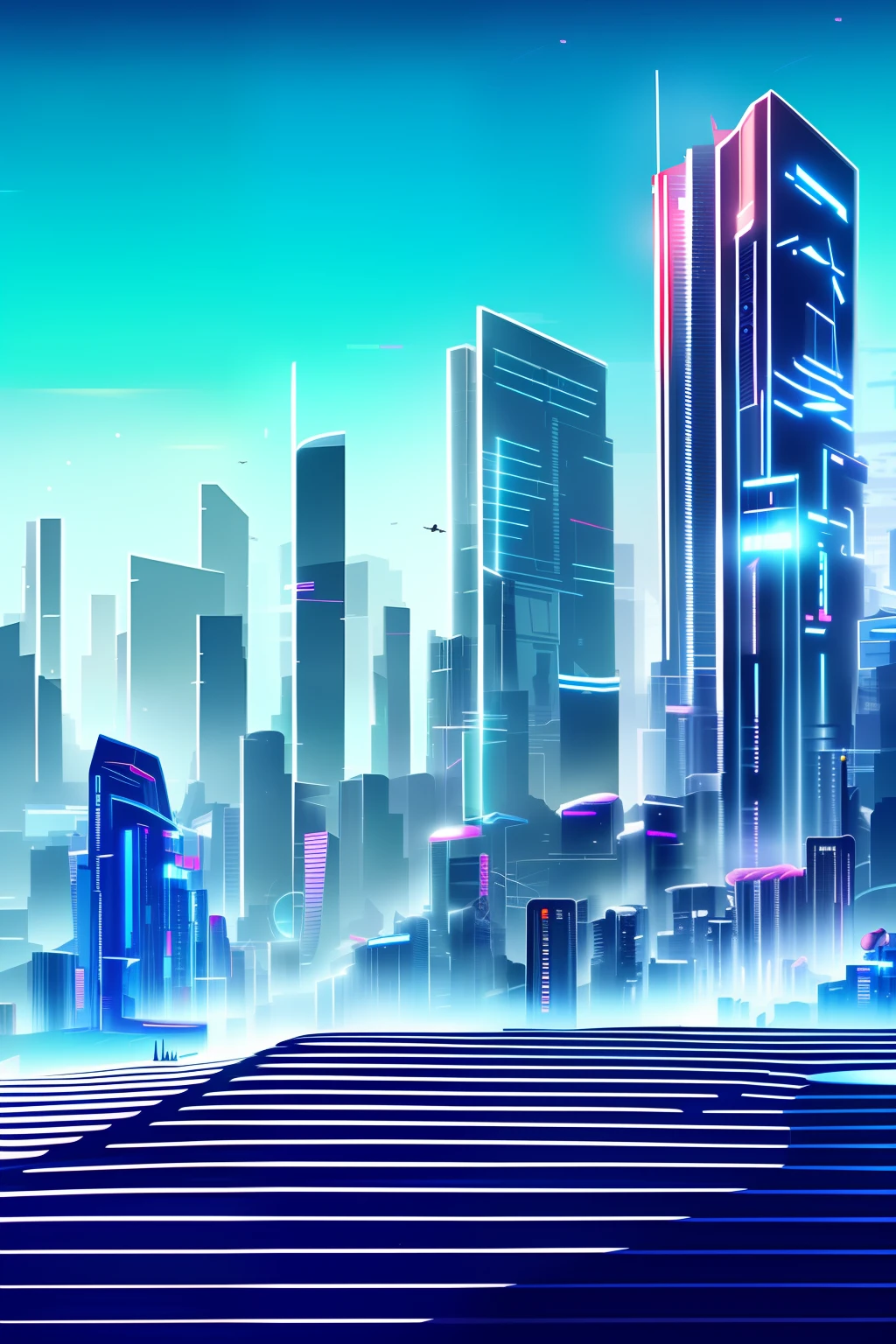 Cyberpunk macro big scene city illustration