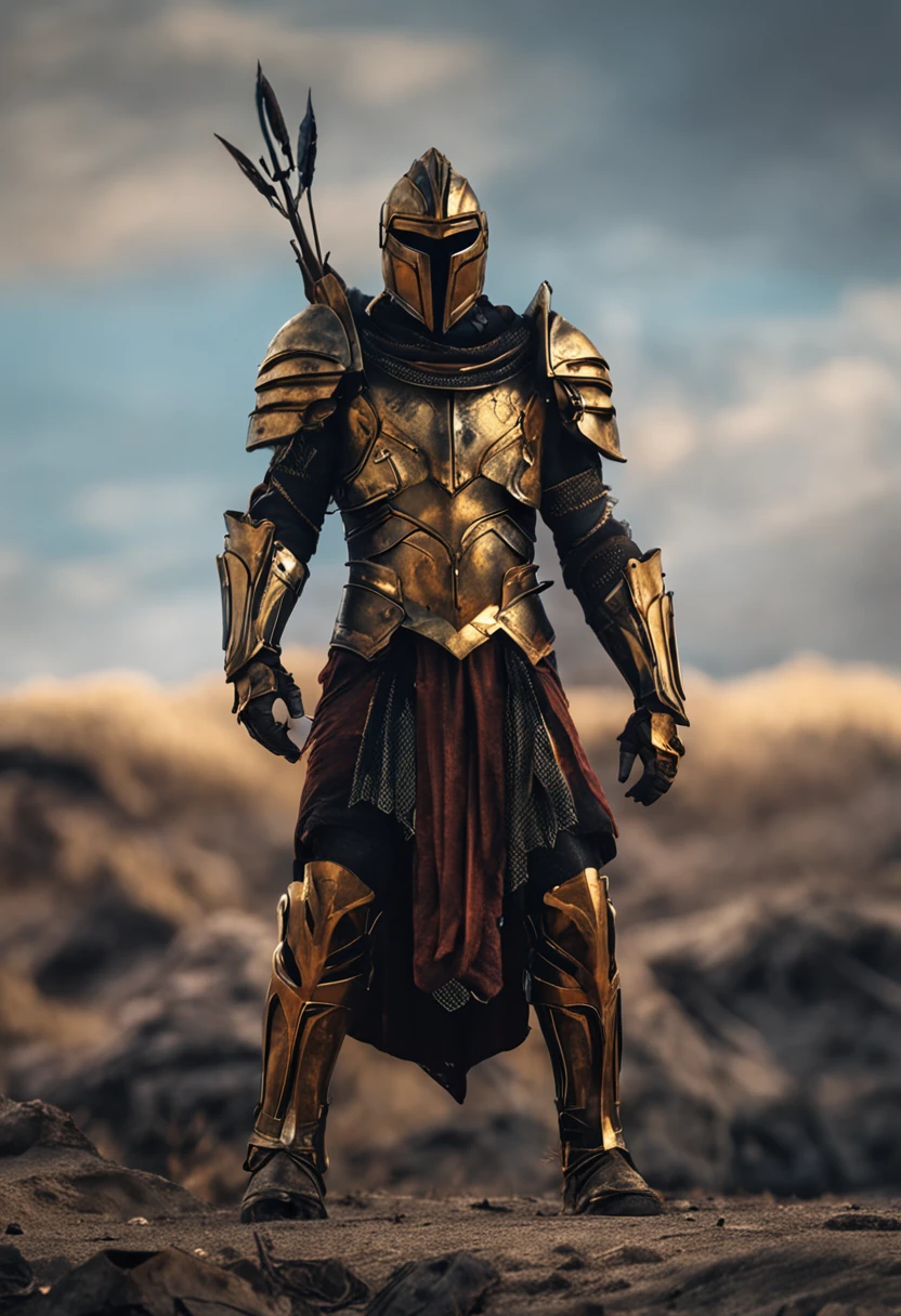 spartan warrior, fighting , stunning armor, black gold armor, epic, 8k