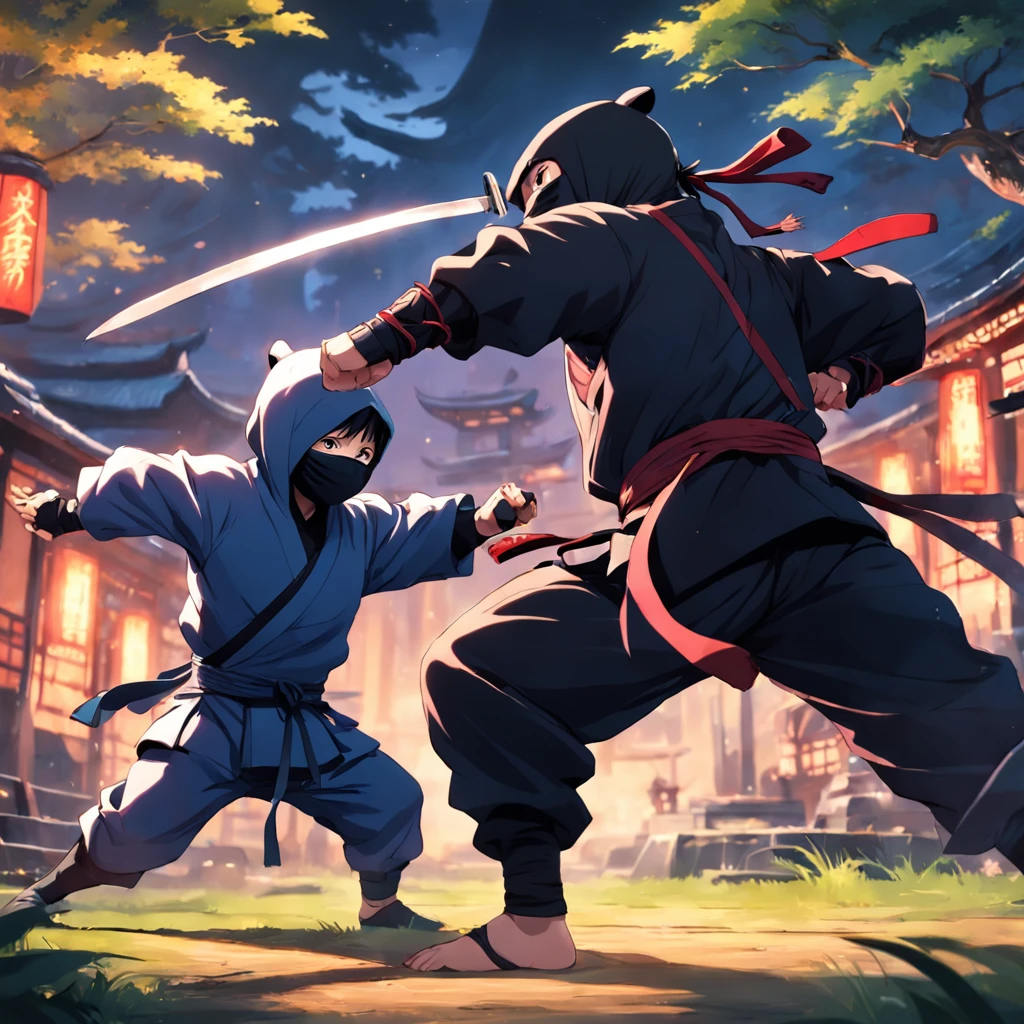 ninja fighting a panda