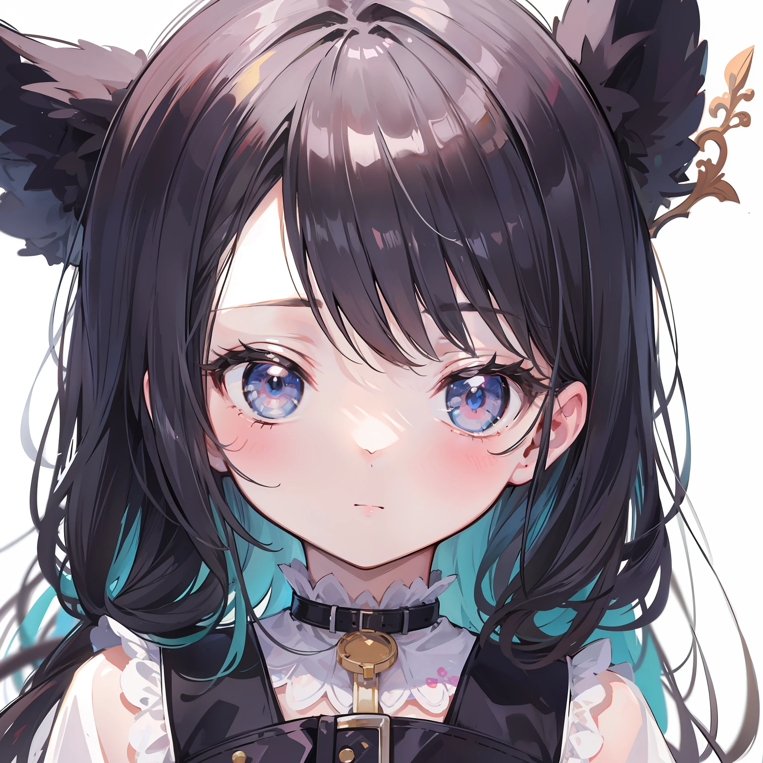 ((highly best quality))、((巨作))、((ultra-definition))、(illutst)、(Fine light)、(Extremely delicate and beautiful)、(((独奏)))、(((a beautifulchi girl) )))、((Best Quality,(Black hair), (Black cat ears), (Ahoge), (absurdly short hair), (Wavy Hair), (Blue eyes),Spoiled face、Cat Pose、