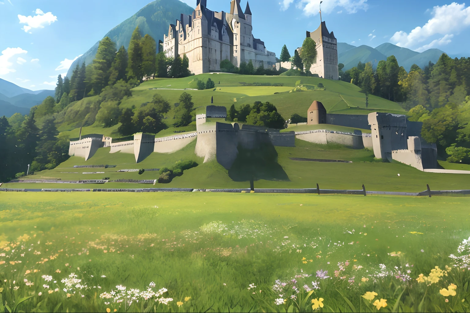 grass, castle,