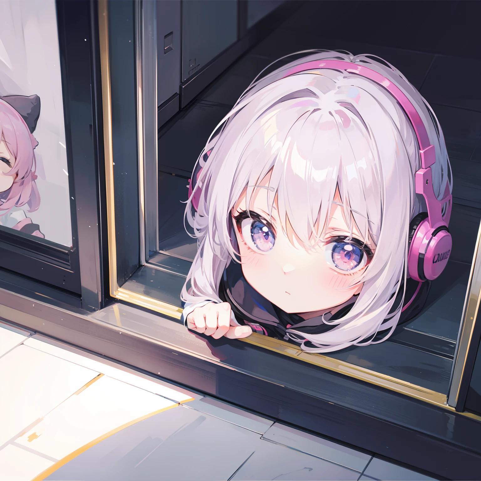 has milk flowing from the corner of her mouth,Eyes are confused