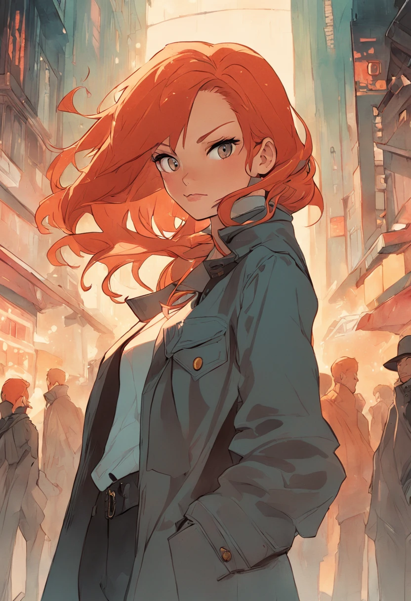 Close-up of people in trench coats and jeans, official character art, official character illustration, adam hughes, character art closeup, Women researchers, full body portrait of jean grey, detailed character art, detailed character portrait, Comic book cover art by Phil Noto, Anya, Spy x family, full-colour illustration, heroines, Dinah Drake, detective clothes