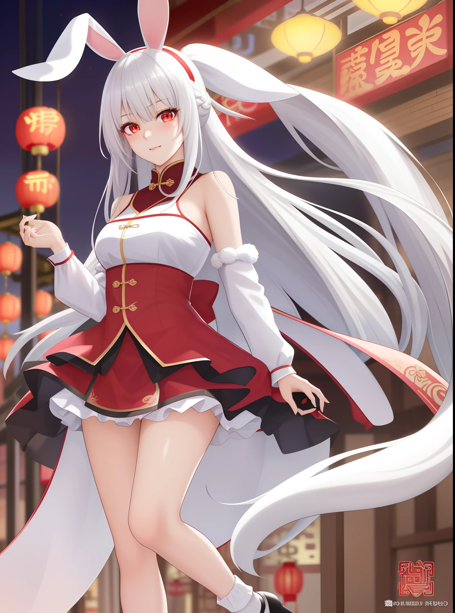 anime girl in a red hat and white dress with a sword, white haired deity, splash art anime loli, zerochan art, alchemist girl, high detailed official artwork, reisen udongein inaba, detailed key anime art, from the azur lane videogame, artistic render of reimu hakurei, gapmoe yandere grimdark