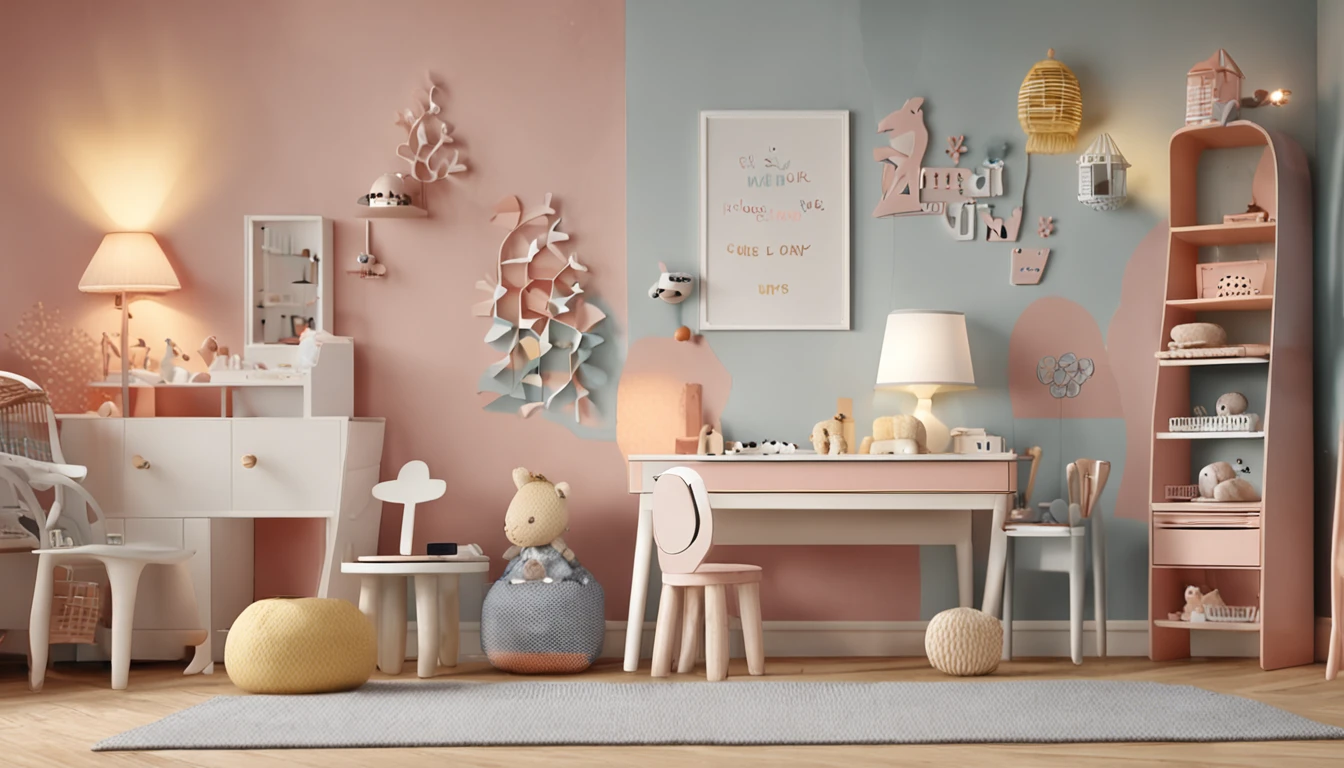 interesting，Formal corner，scandinavian style，s room，decor wall，woven，Wooden，plushies，Peculiar decoration，intriguing patterns，Soft color grading，Bright décor，IKEA，downy，warmly lit，shenzhen，in the afternoon，cheerfulness，boyish sense，modern day，4K