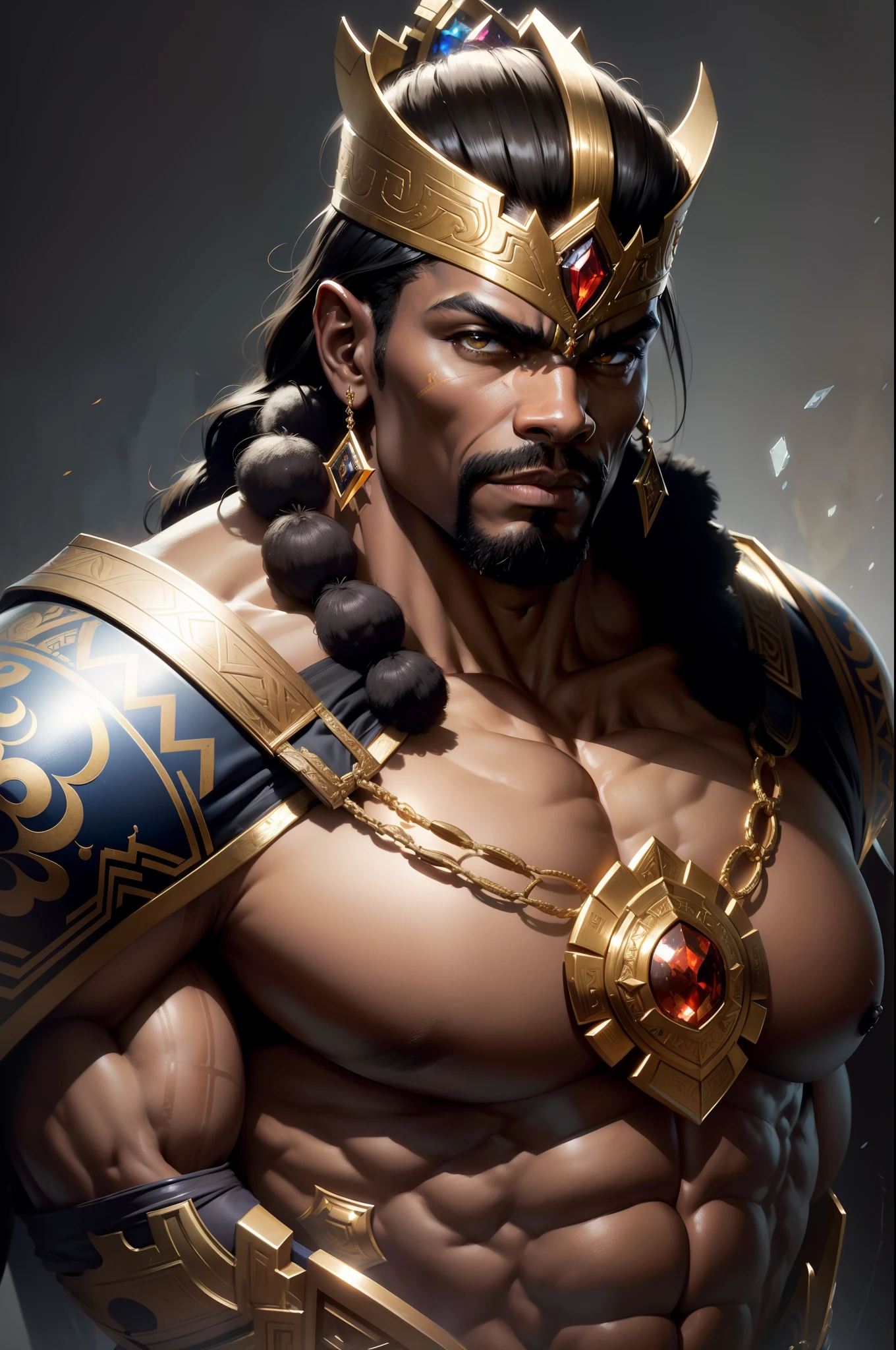 Dark-skinned muscular male emperor --auto