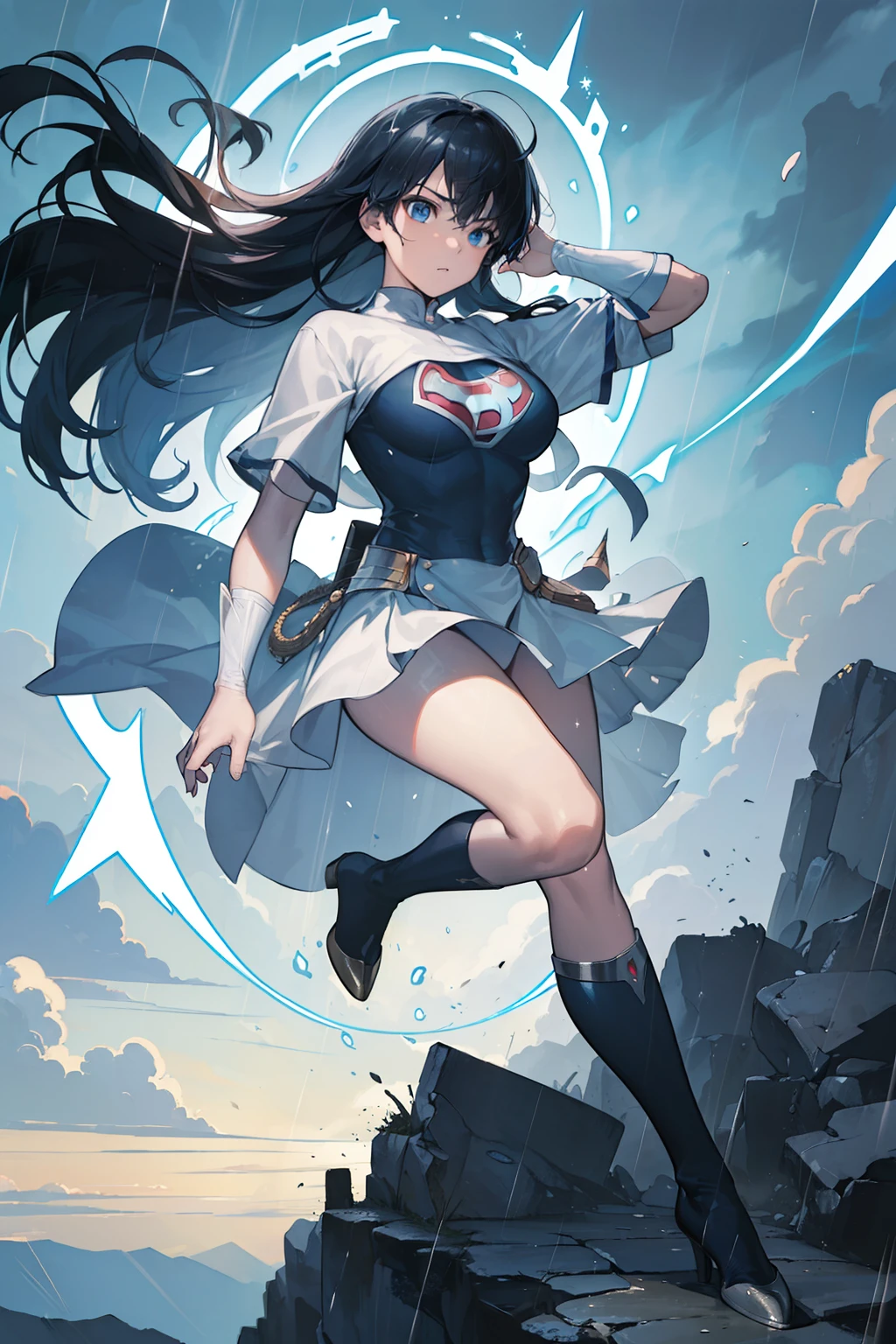 (((top-quality)))、(((ultra-detailliert)))、(((masterpiece)))、(((comics)))、Superhero、action、Dynamic、Pow、Strong hit、Heart of the South Eye of the North Fingertips of the West Heel of the East(heel) Gather with the wind, dust off the rain