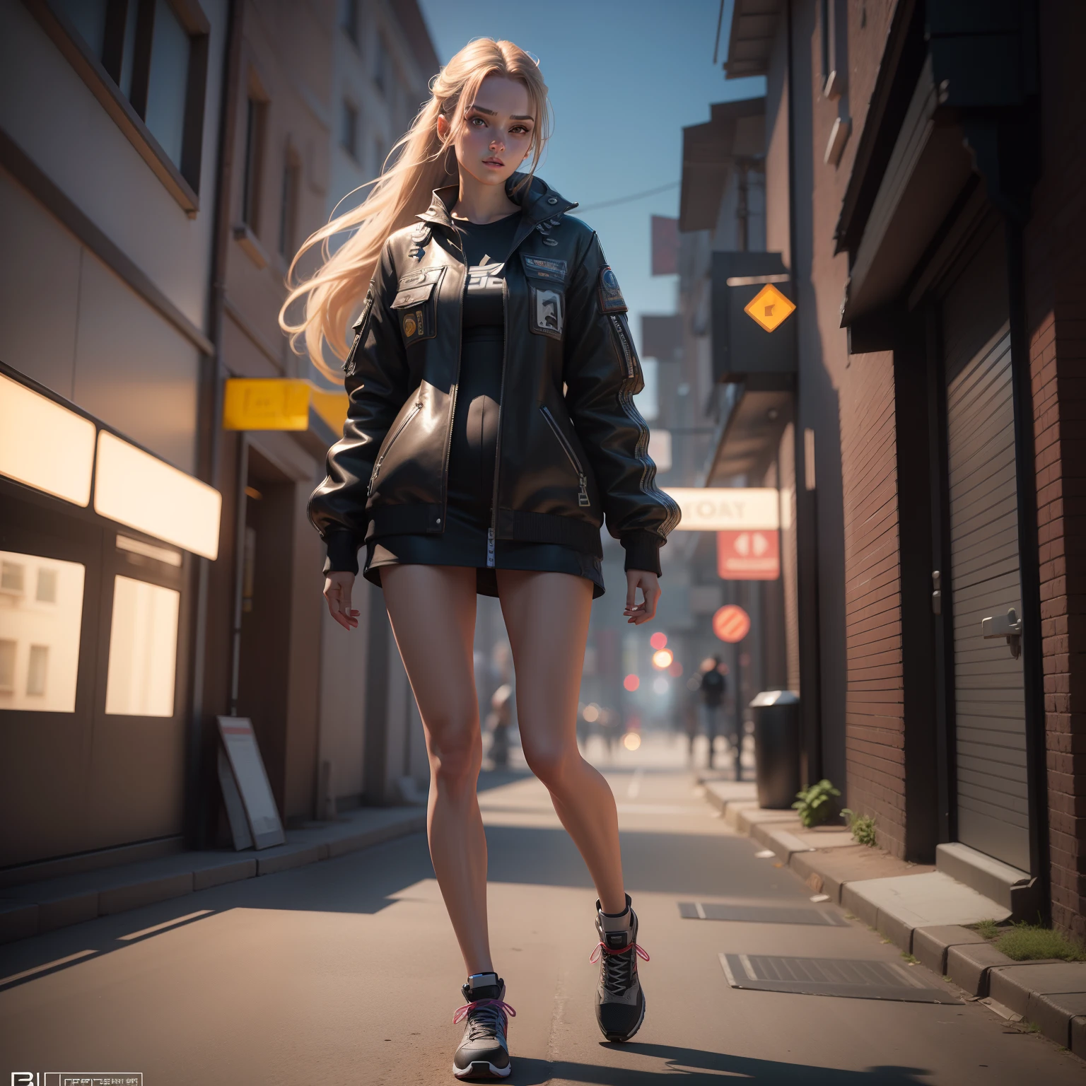 Create a 12K resolution of a 3D 18 years old female supermodel style character in detailed full body, highly detailed, vibrant, ultra high quality, Hyperrealism, Photorealism, octane render]