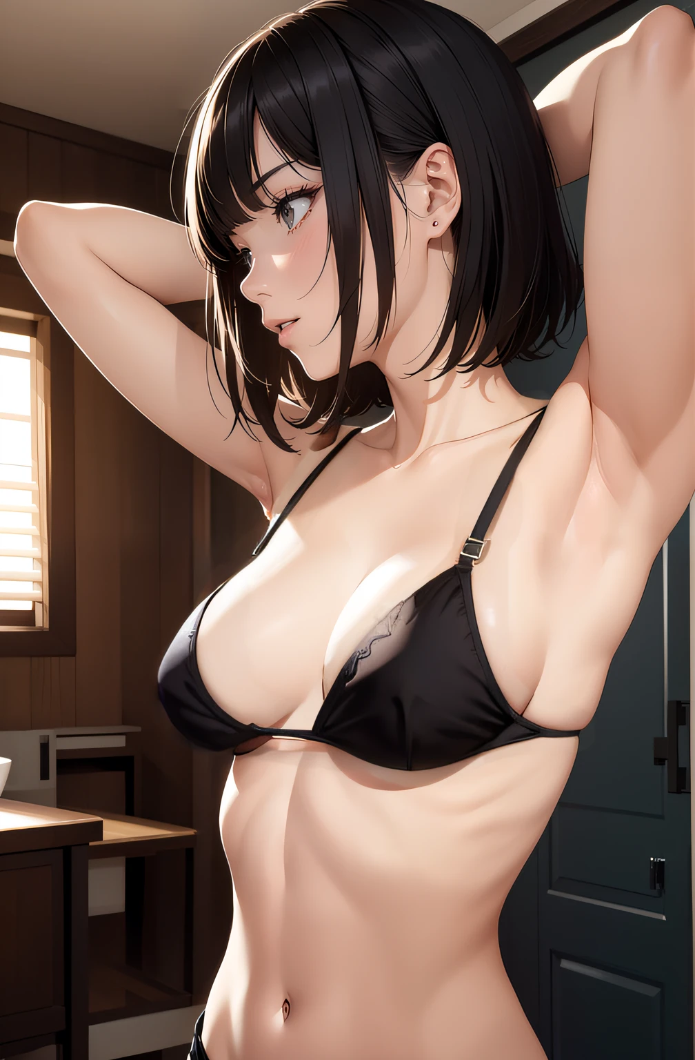 no-bra、barechested、Beautiful nipples are visible
