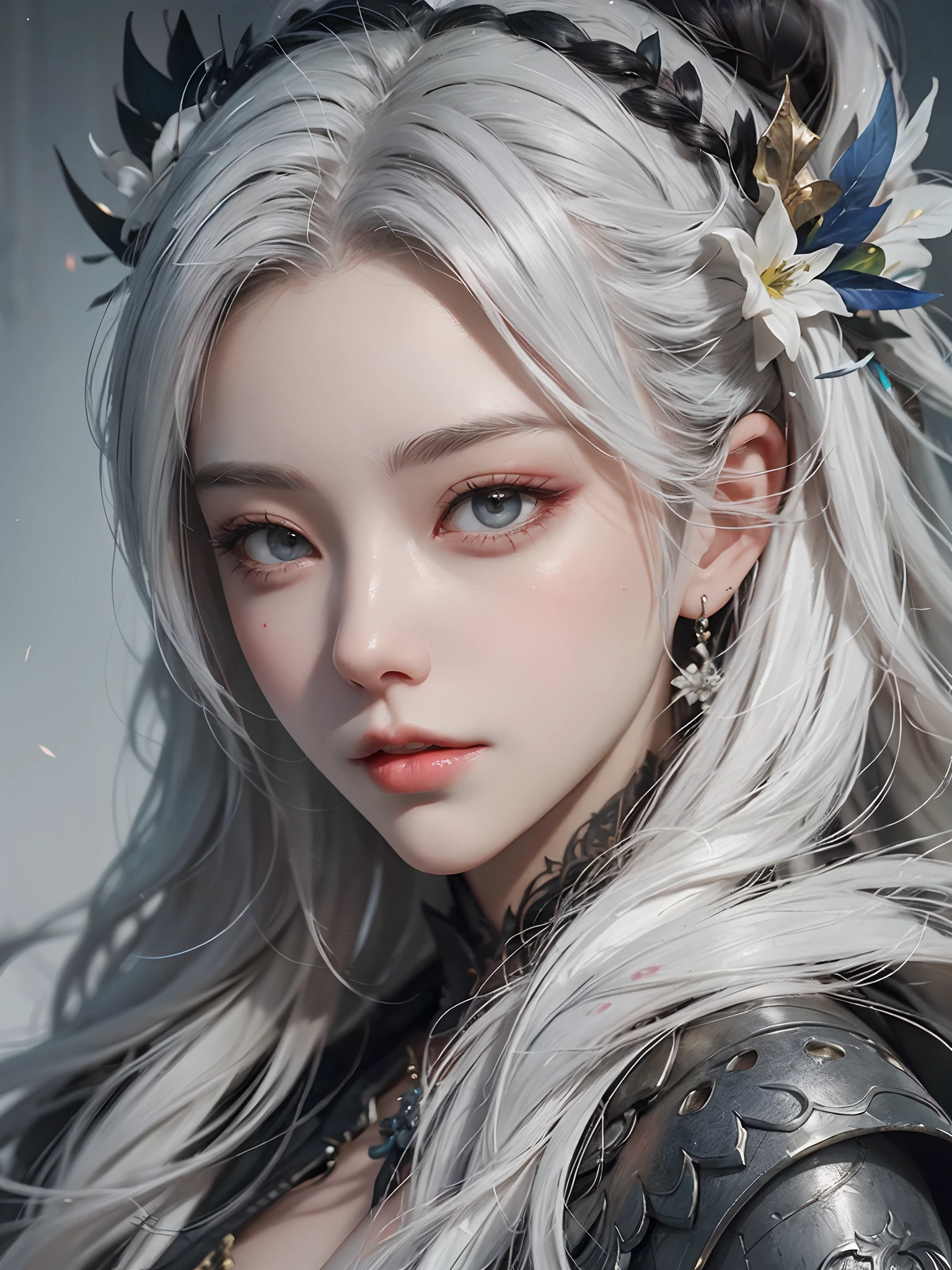 a close up of a woman with white hair and a white mask, beautiful character painting, guweiz, artwork in the style of guweiz, white haired deity, by Yang J, epic exquisite character art, stunning character art, by Fan Qi, by Wuzhun Shifan, guweiz on pixiv artstation