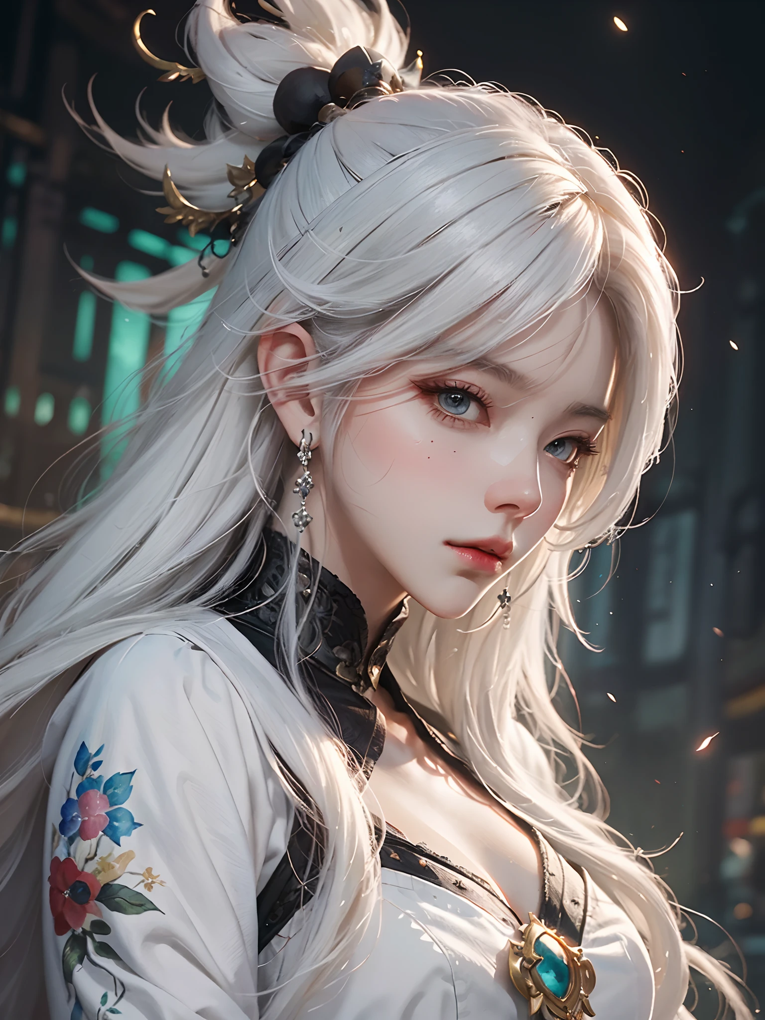 a close up of a woman with white hair and a white mask, beautiful character painting, guweiz, artwork in the style of guweiz, white haired deity, by Yang J, epic exquisite character art, stunning character art, by Fan Qi, by Wuzhun Shifan, guweiz on pixiv artstation