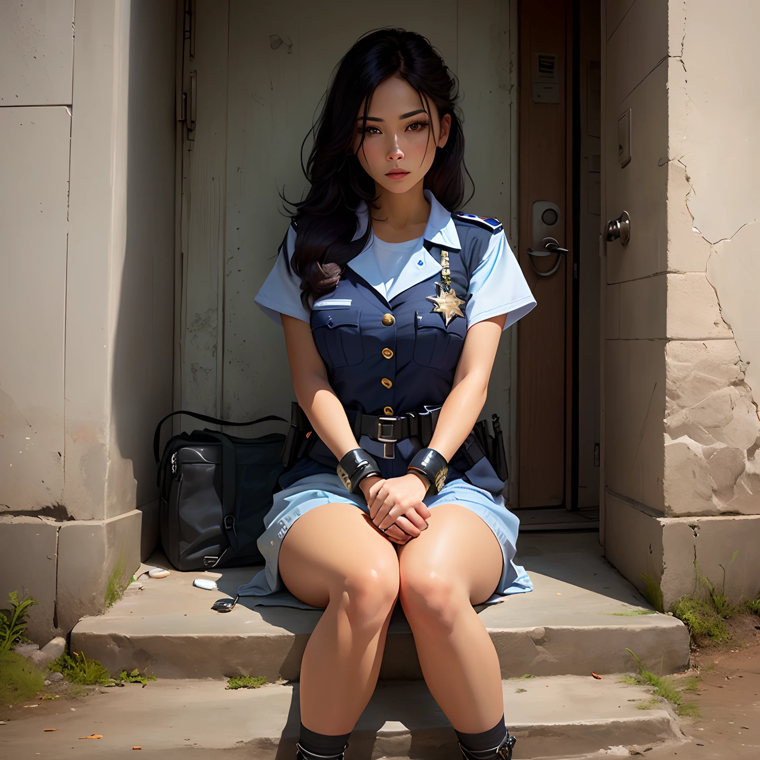 Handcuffed female prisoner